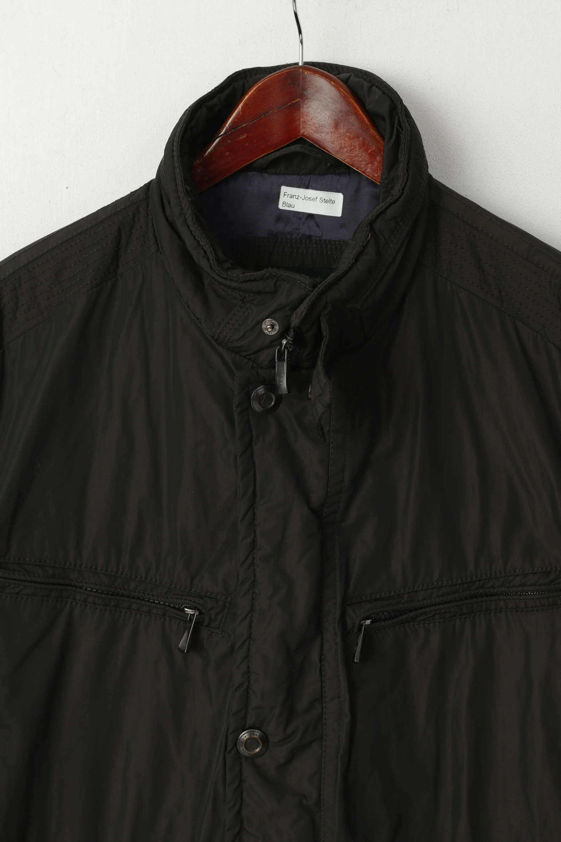 Pierre Cardin Paris Men 27 L Jacket Dark Brown Shiny Padded Military Casual Top - Image 3
