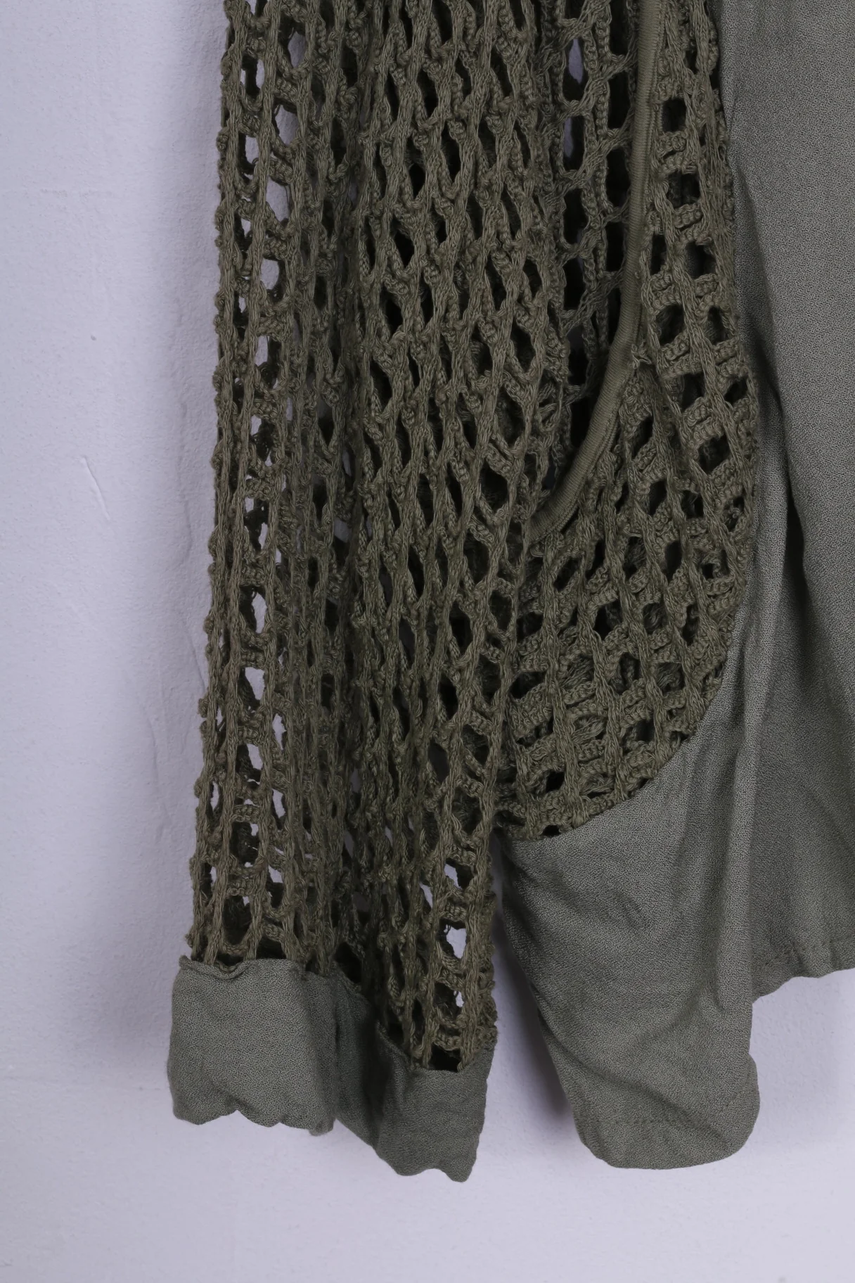 Piment Rouge Womens XL Cropped Cardigan Crochet Knit Green Boho Italy - Image 3