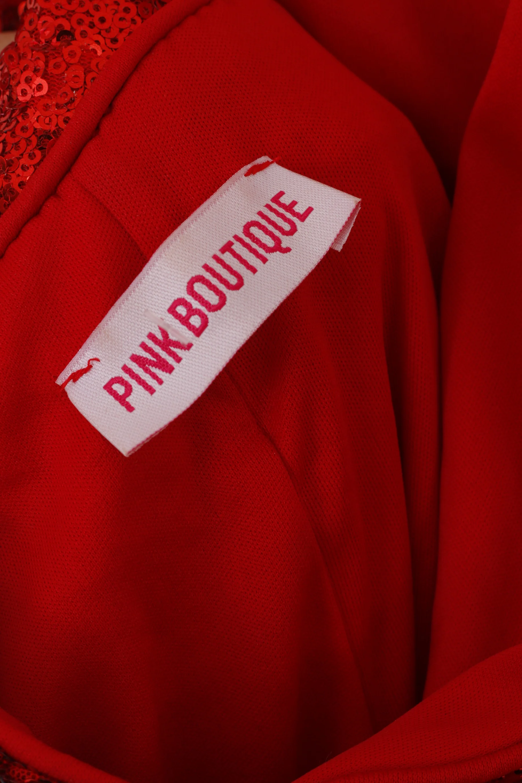Pink Boutique Women 10 38 Maxi Dress Red Sequin Bow at the Back Sexi Evening Gown - Image 3