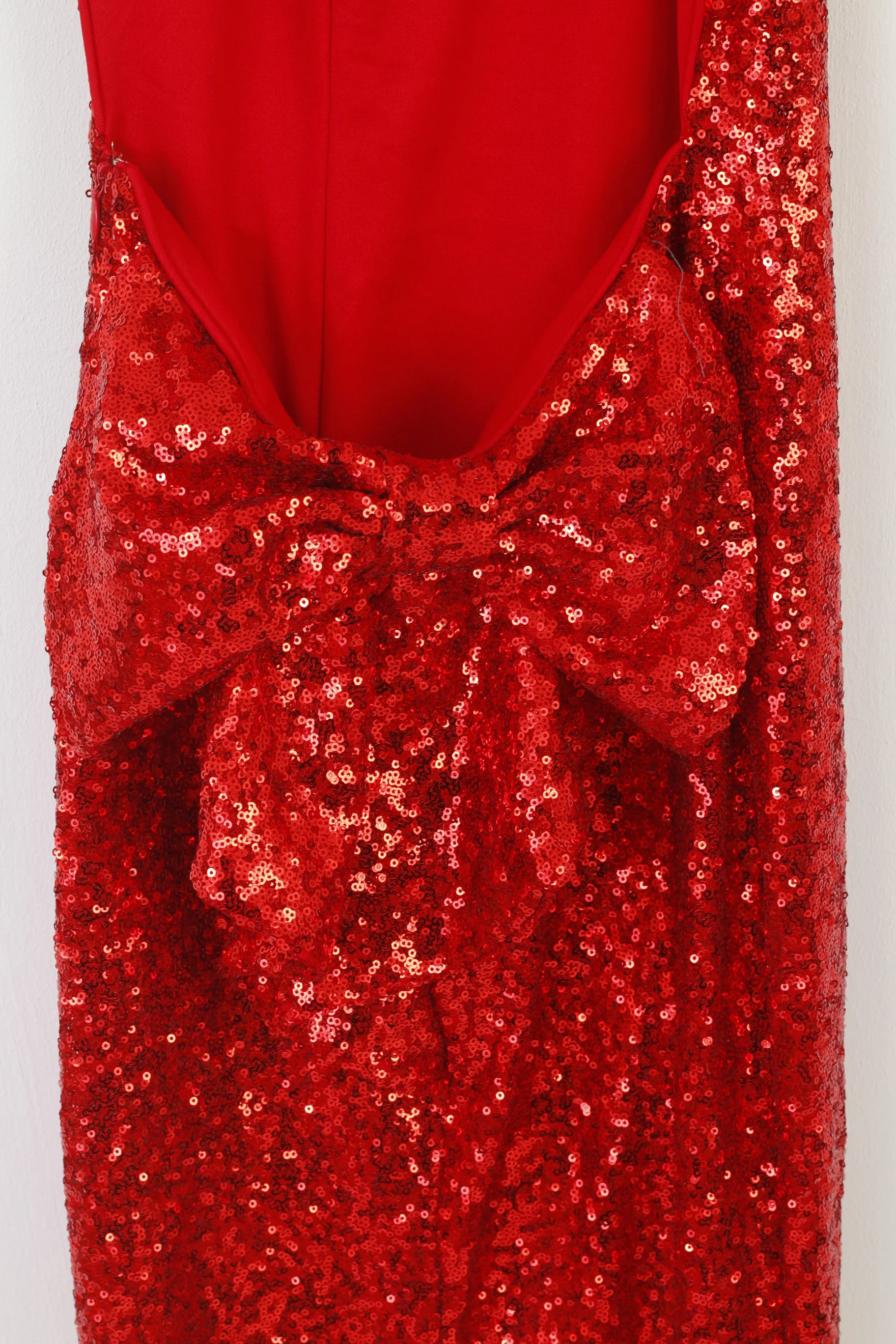 Pink Boutique Women 10 38 Maxi Dress Red Sequin Bow at the Back Sexi Evening Gown - Image 5