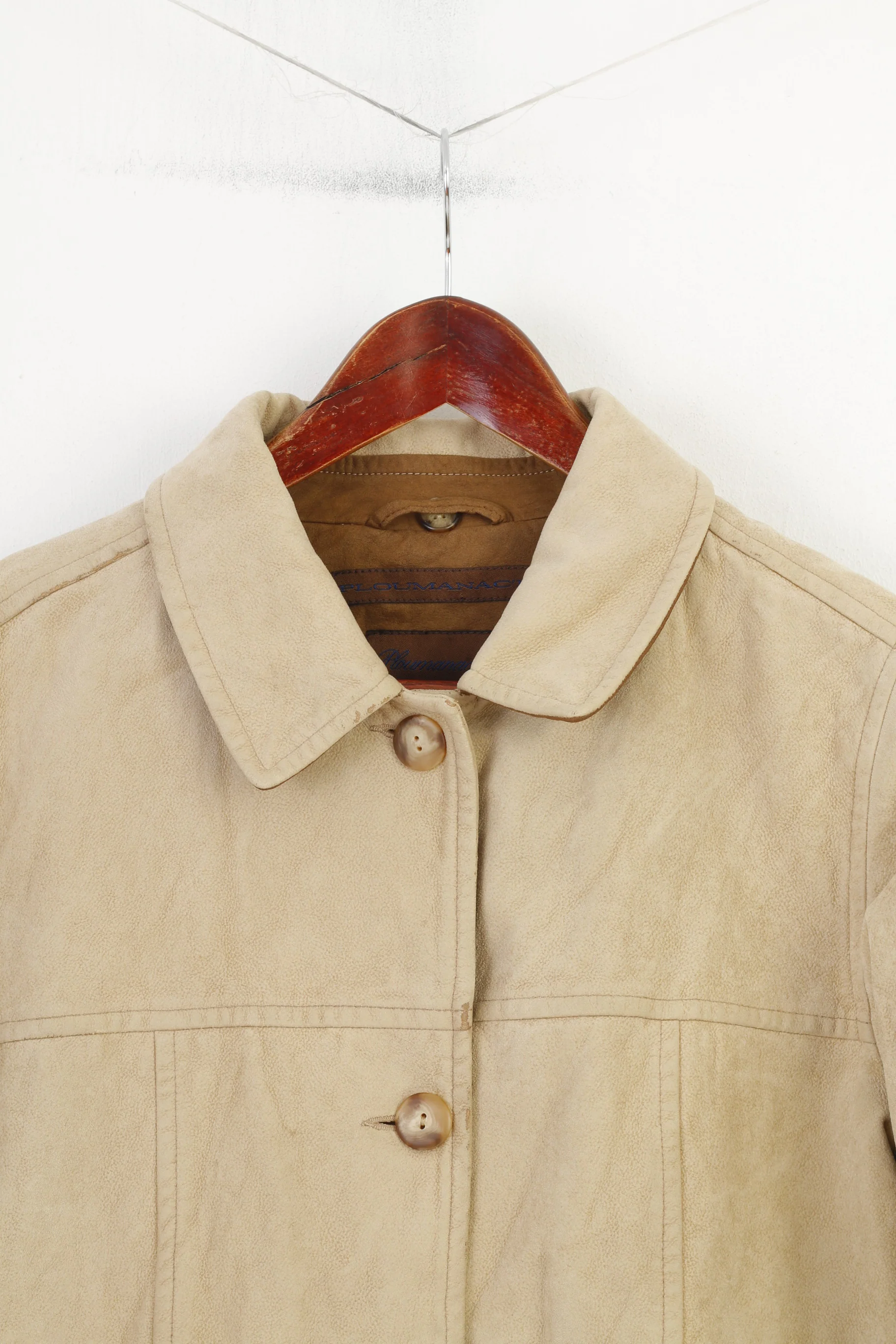 Ploumanac'h Women 8 S Jacket Retro Cotton Beige Bottoms Collar Vintage Padded  Top - Image 2