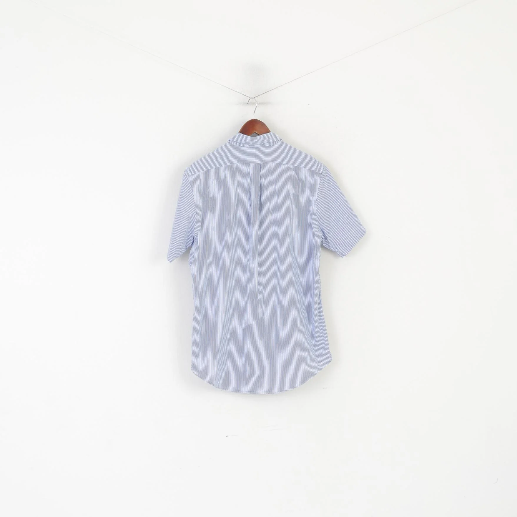 Polo By Ralph Lauren Men 16 40/41 L Casual Shirt Blue Striped Cotton Custom Fit Top - Image 7