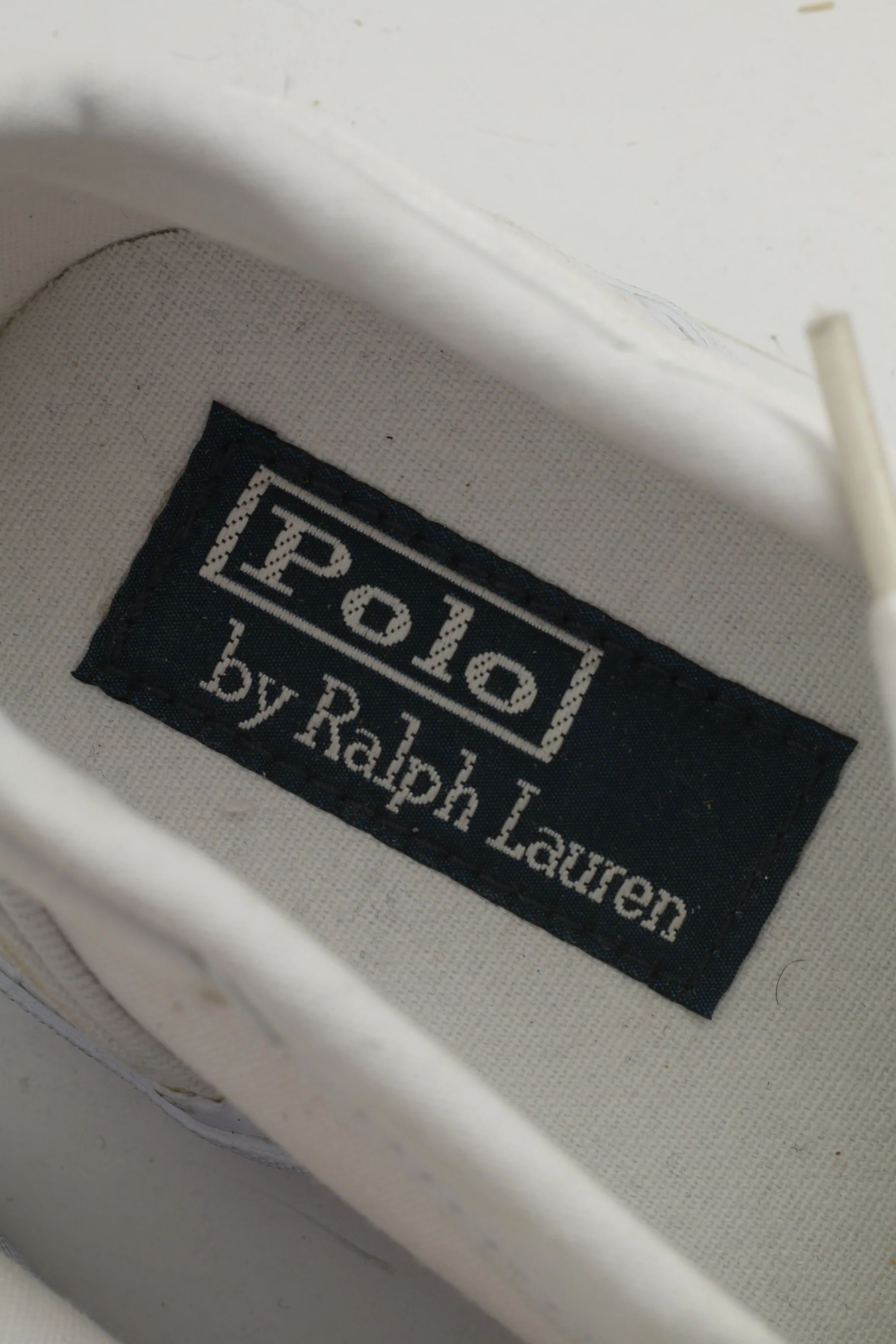 Polo by Ralph Lauren Men 8.5 43 Shoes White Cotton Sneakers Laces - Image 4