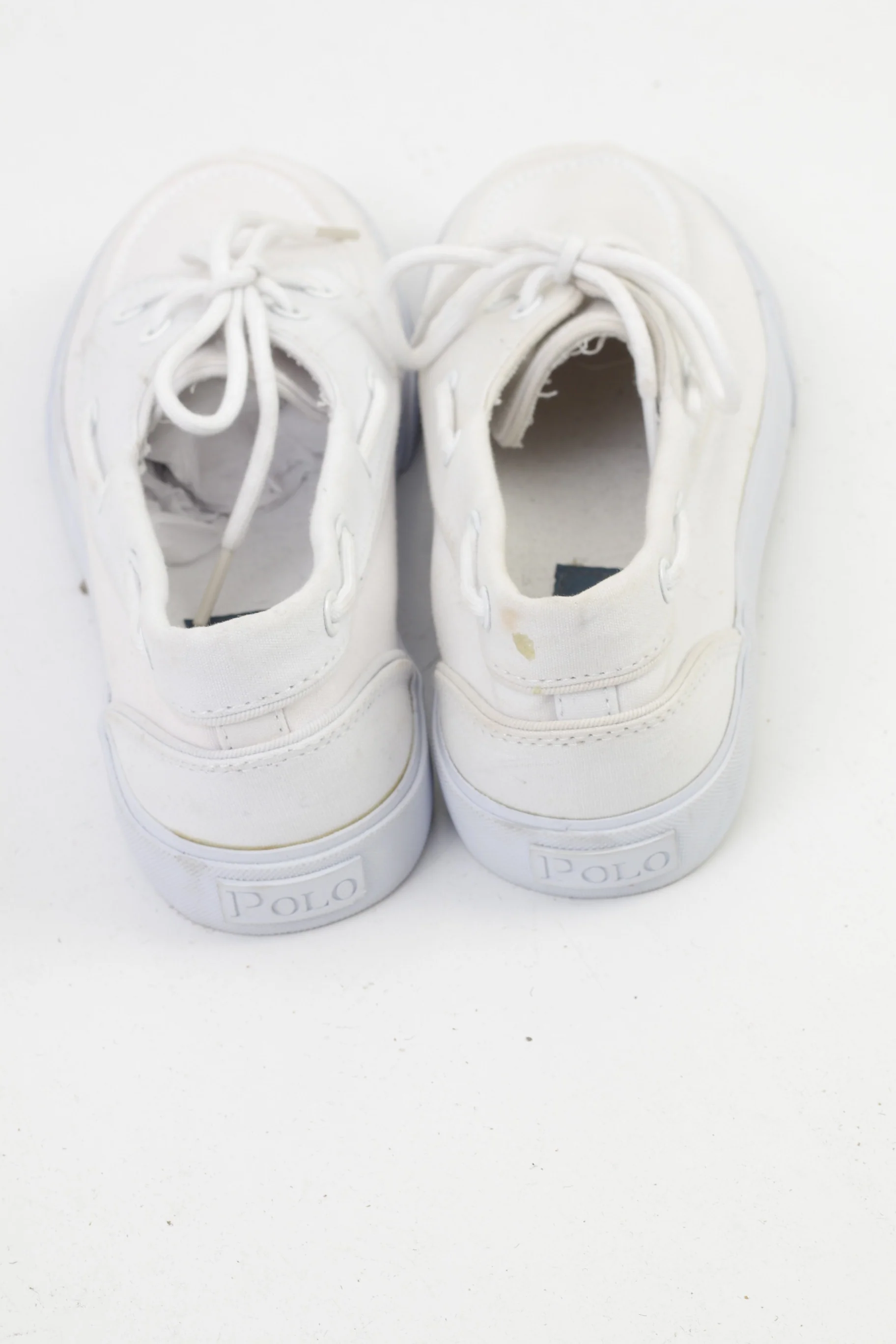 Polo by Ralph Lauren Men 8.5 43 Shoes White Cotton Sneakers Laces - Image 6