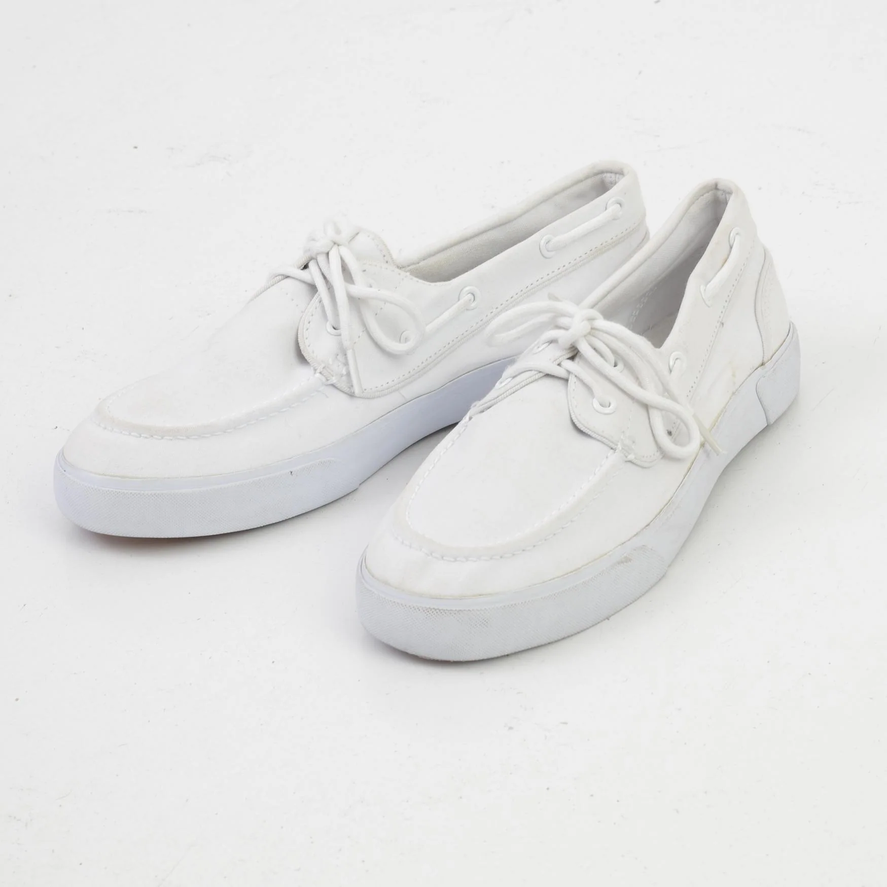 Polo by Ralph Lauren Men 9.5 44 Shoes White Cotton Sneakers Laces
