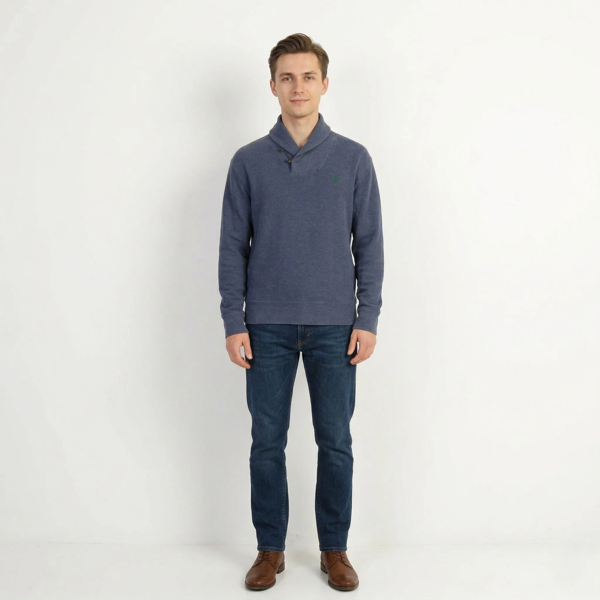 Polo By Ralph Lauren Men M Sweatshirt Navy Cotton Vintage Plain Classic Top