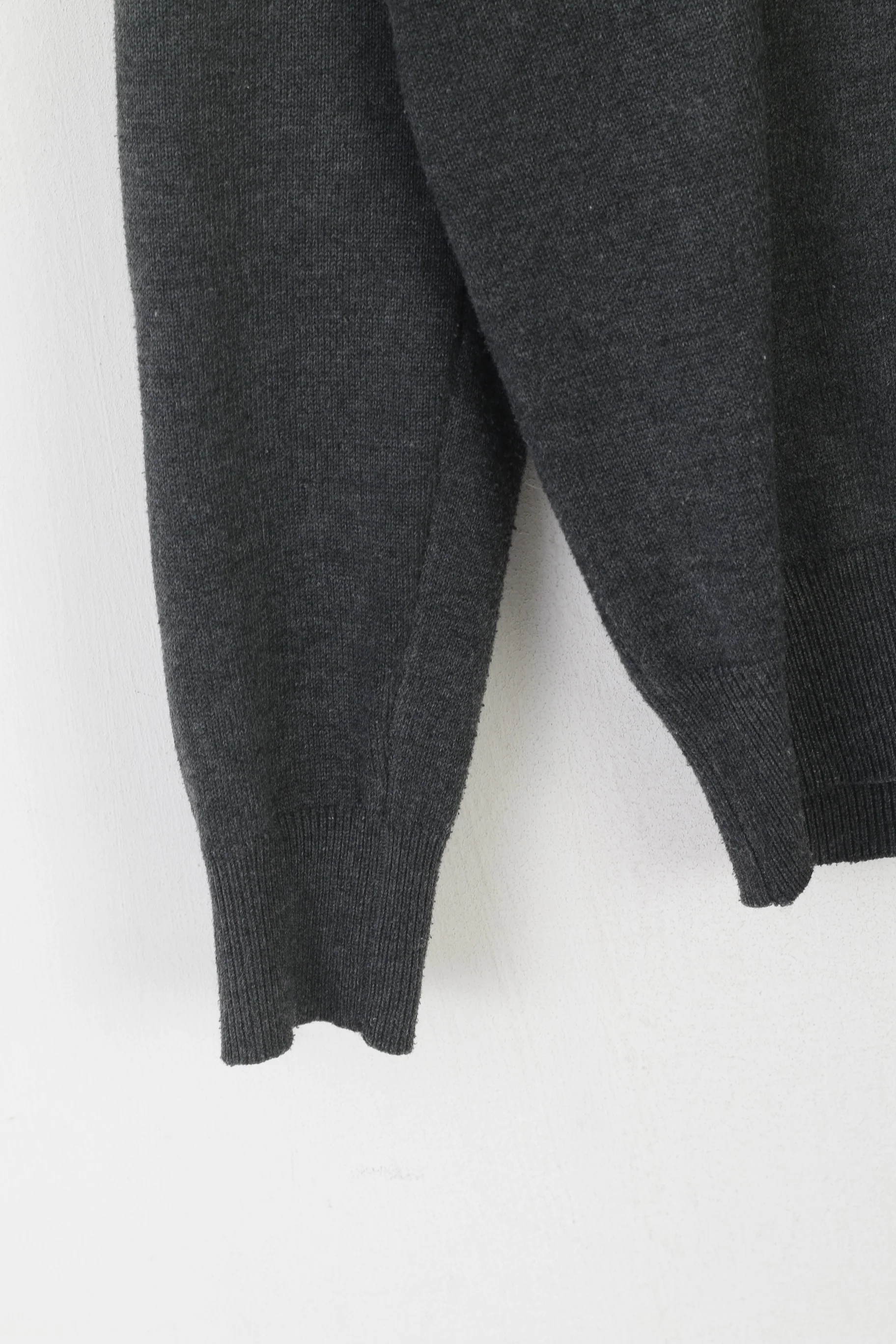 Polo by Ralph Lauren Men S Jumper Gray Wool V Neck Patches Vintage Sweater - Image 3