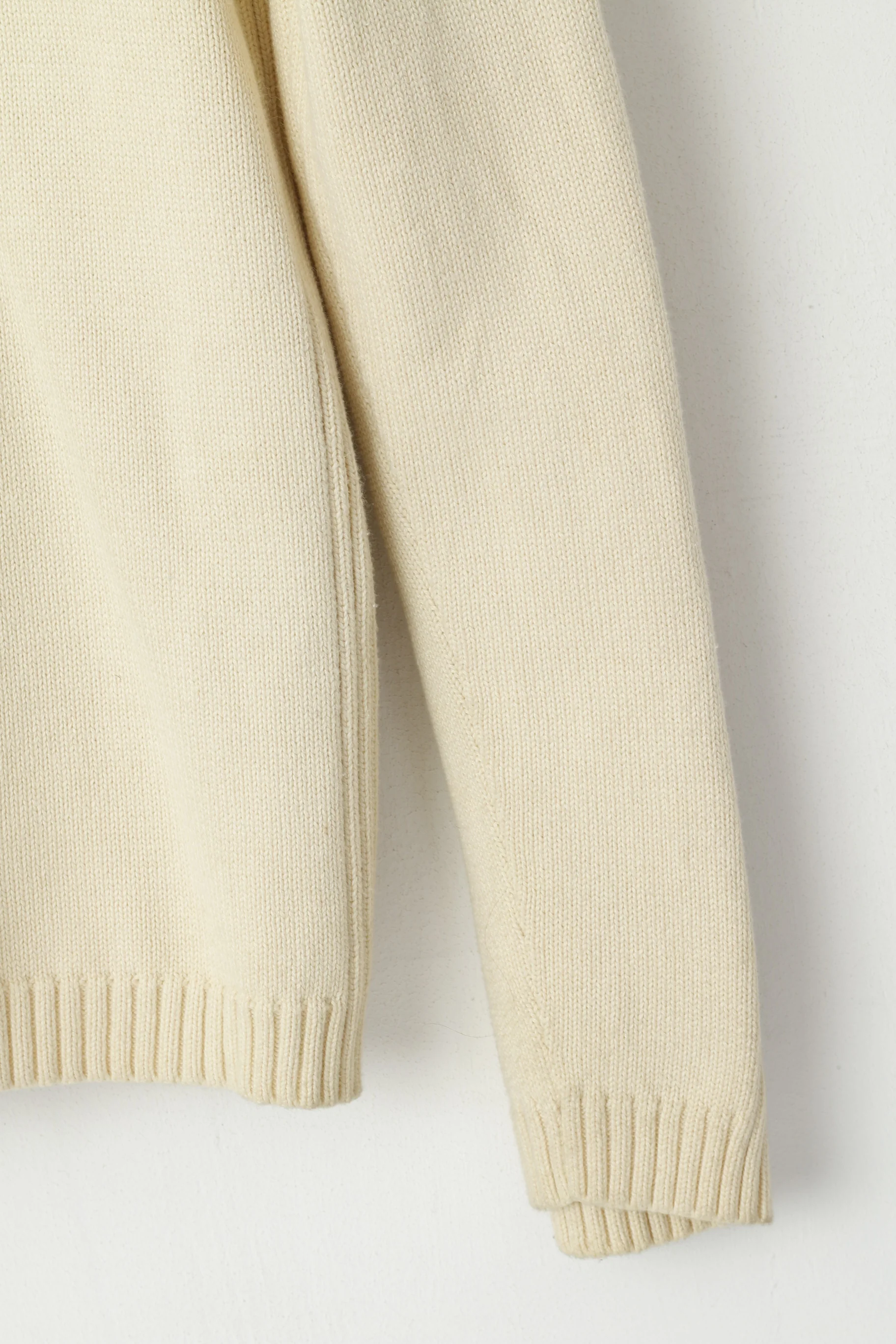 Polo Jeans Ralph Lauren Men XL (L) Jumper Cream Cotton Full Zipper Classic Sweater - Image 4