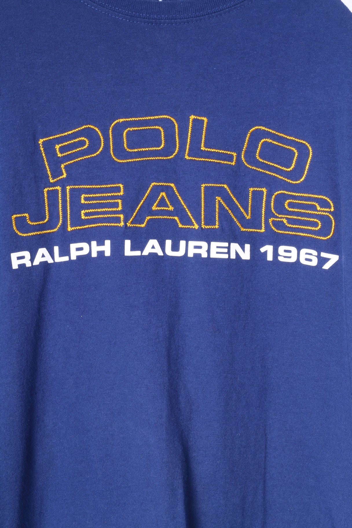 Polo Jeans Ralph Lauren Mens L T- Shirt Crew Neck Blue Logo Top - Image 4