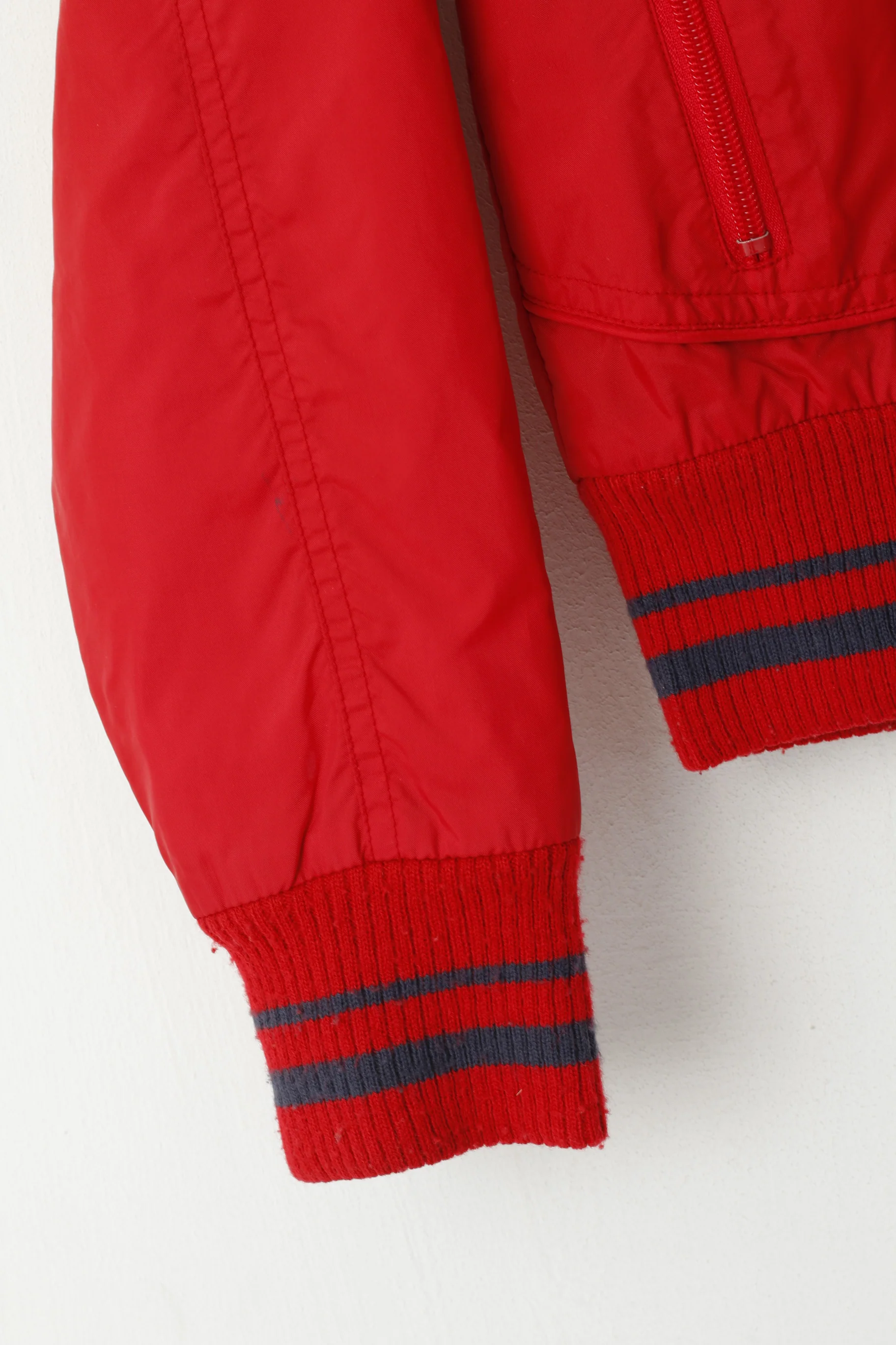Polo Jeans Ralph Lauren Women S Jacket Red Nylon Waterproof Hidden Hood Zip Up Top - Image 4