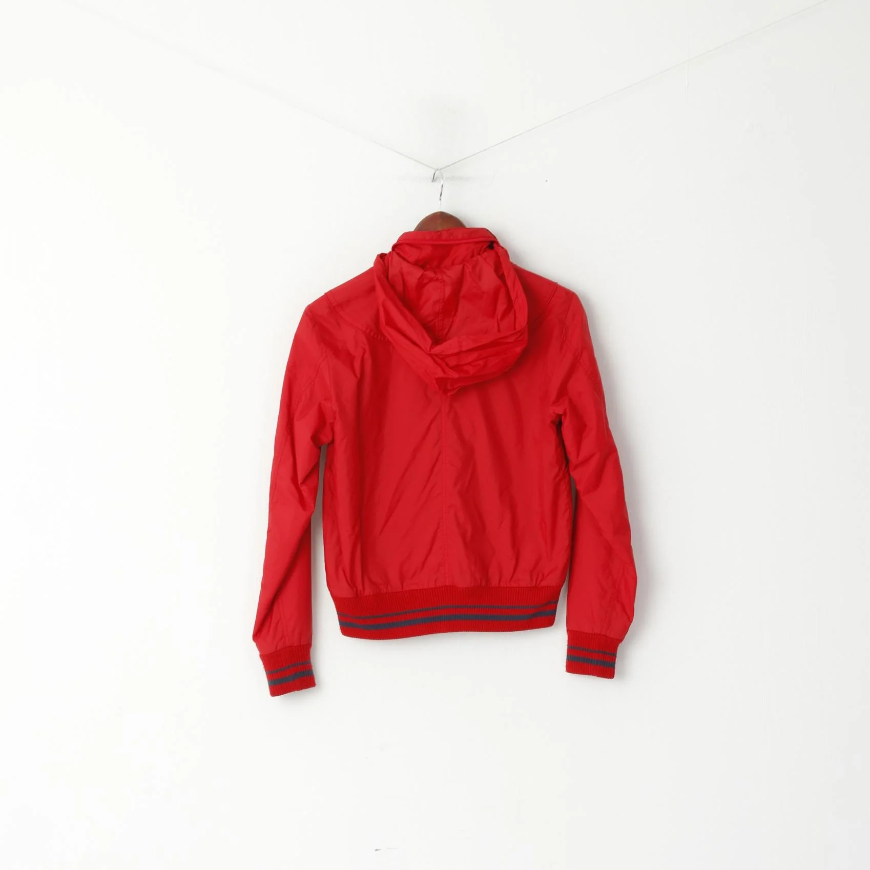 Polo Jeans Ralph Lauren Women S Jacket Red Nylon Waterproof Hidden Hood Zip Up Top - Image 7