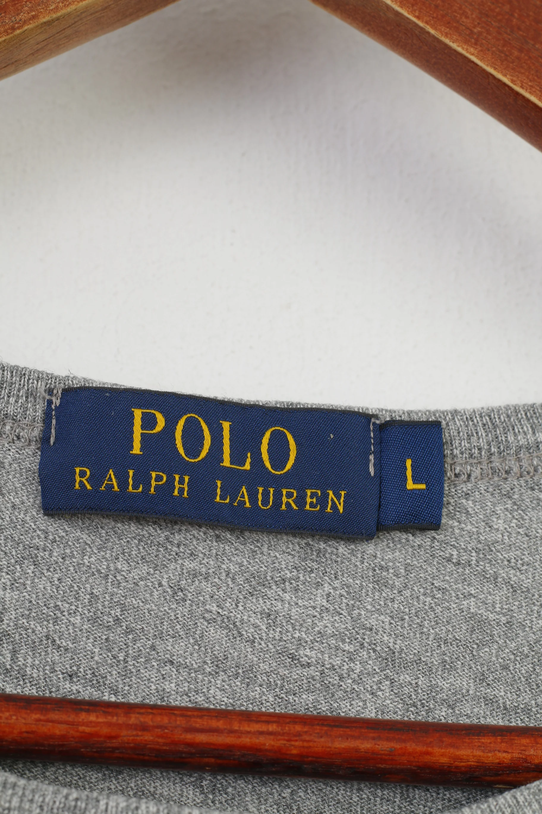 Polo Ralph Lauren Men L T-Shirt Grey Short Sleeve Cotton Vintage Top - Image 4