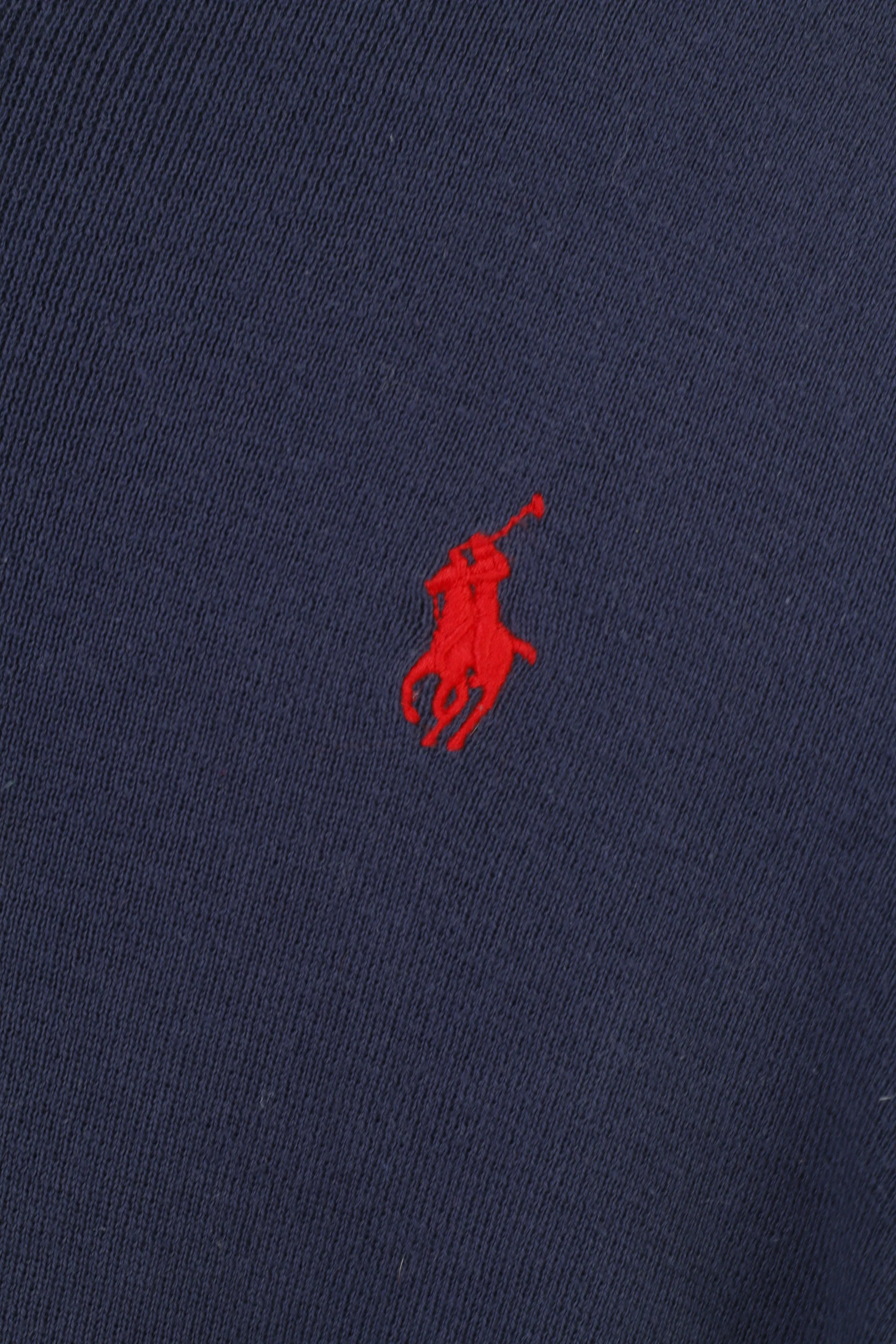 Polo Ralph Lauren Men M Jumper V Neck Prima Cotton Navy Classic Top - Image 4