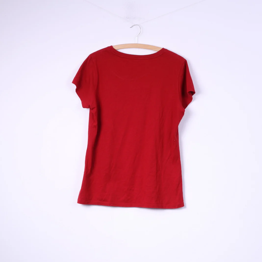 Polo Ralph Lauren Women XL Shirt Red Cotton Crew Neck Graphic Top - Image 6