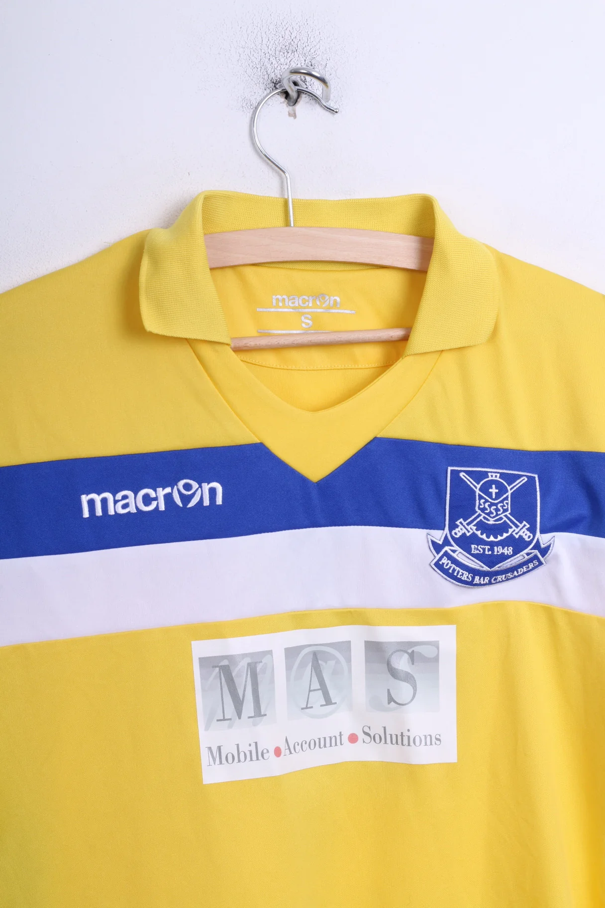 Potters Bar Crusaders Macron Mens S Polo Shirt Yellow Sport - Image 2