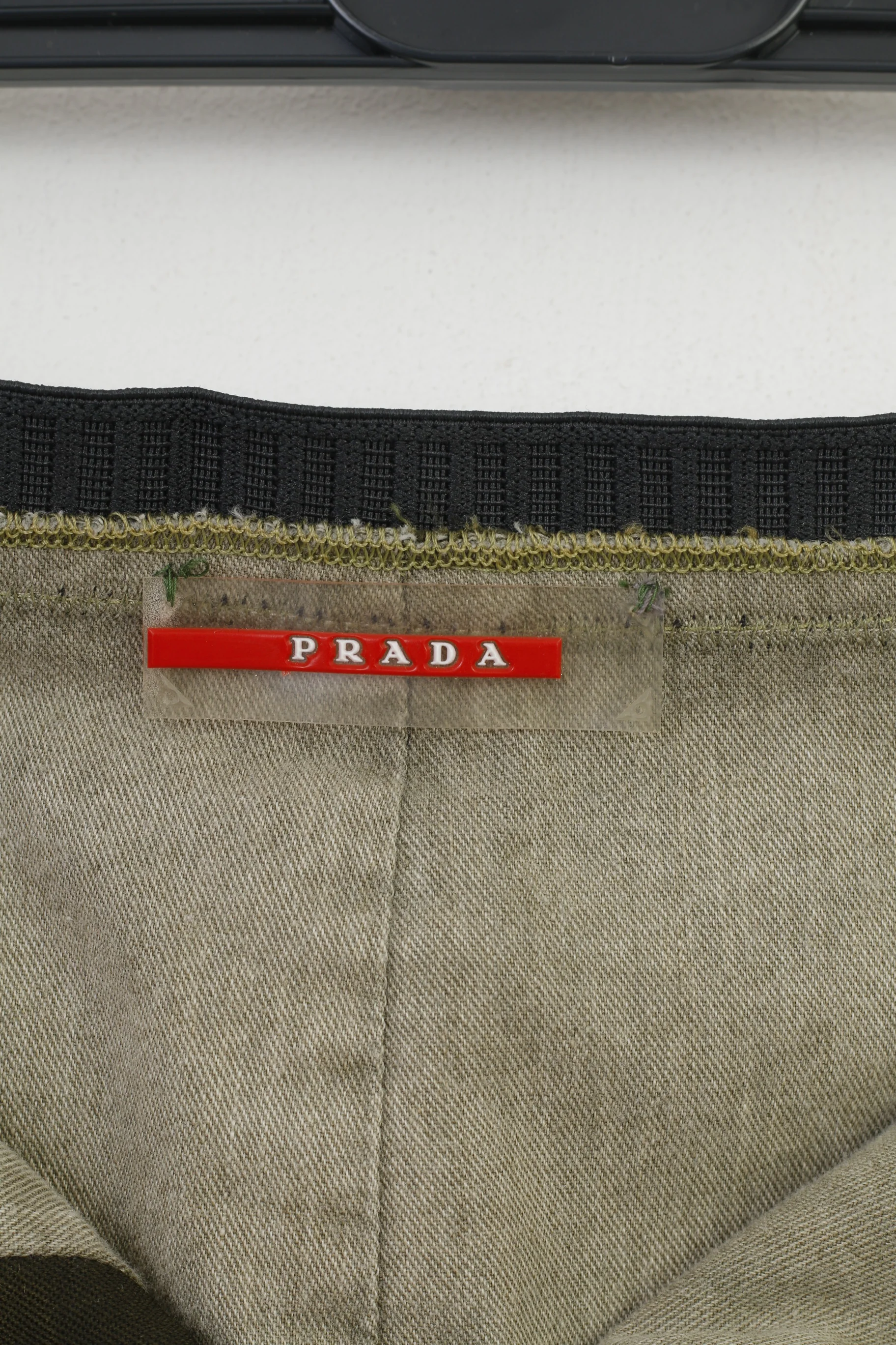 Prada Woman 42 L Skirt Khaki Zipper Midi Pockets Wool Vintage - Image 5