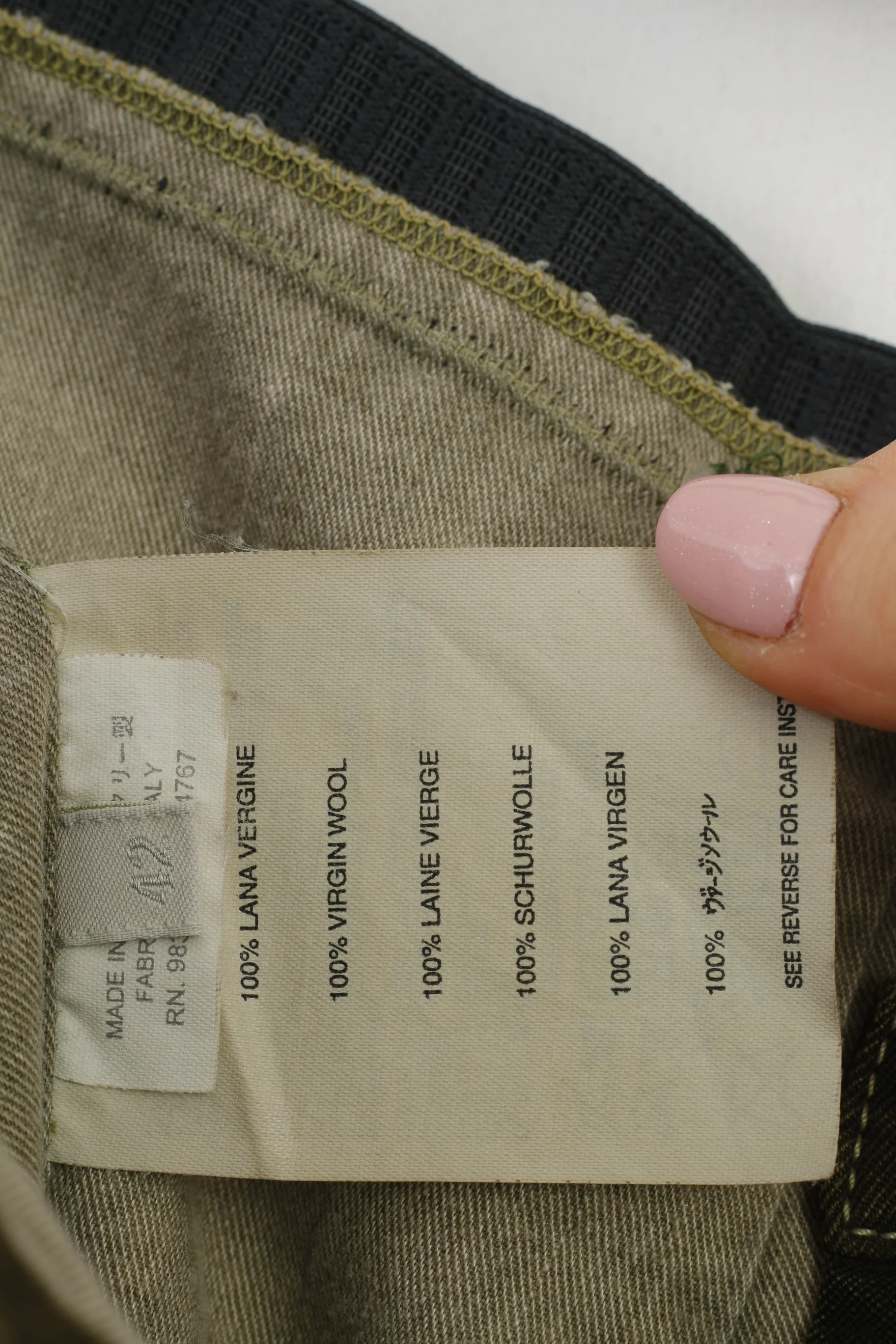 Prada Woman 42 L Skirt Khaki Zipper Midi Pockets Wool Vintage - Image 6
