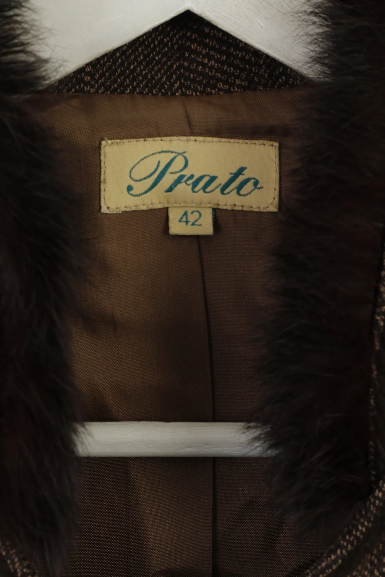 Prato Women 42 M Blazer Brown Viscose Soft Classic Shoulkder Pads Jacket - Image 5