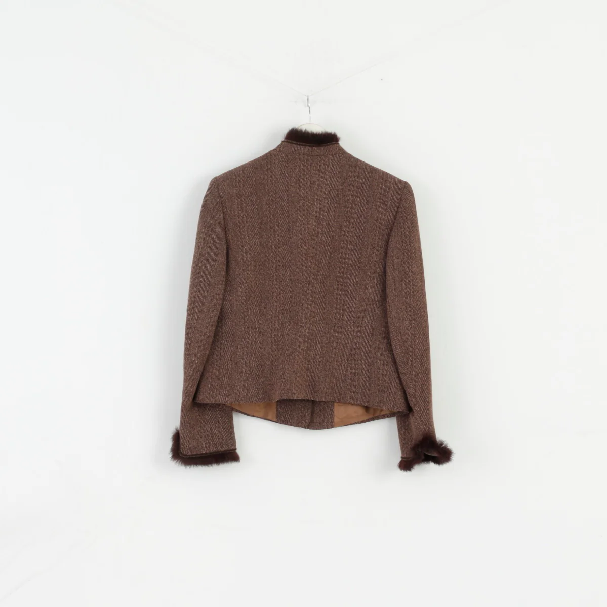 Prato Women 42 M Blazer Brown Viscose Soft Classic Shoulkder Pads Jacket - Image 7