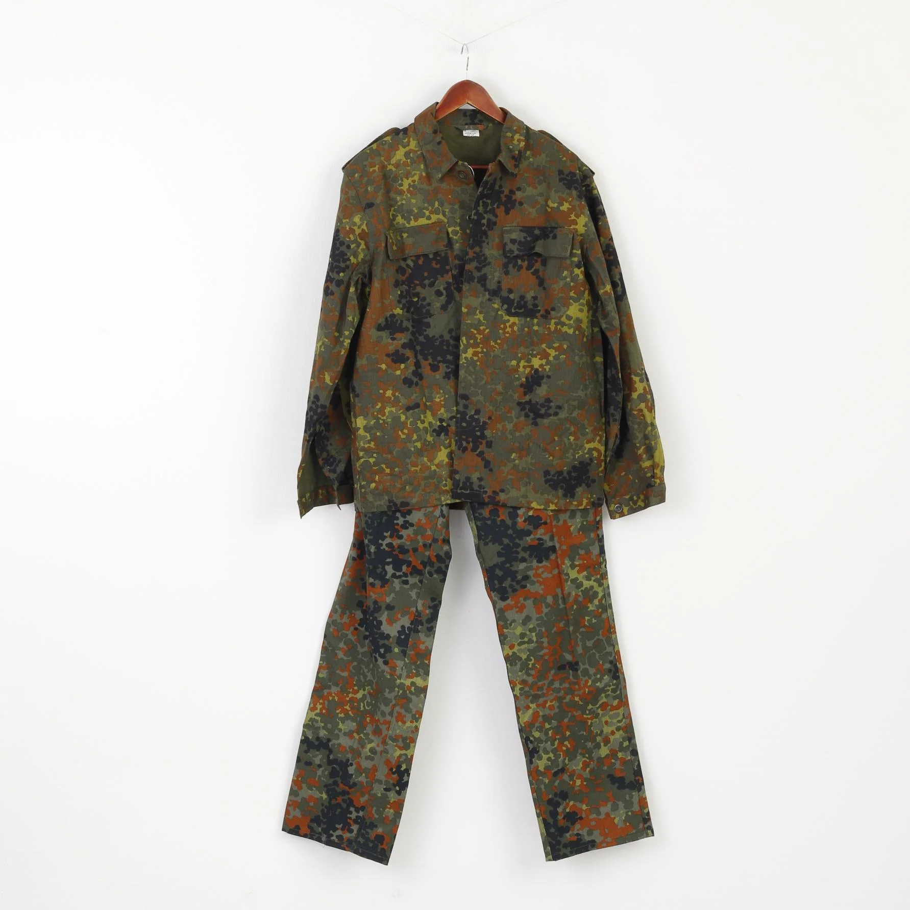 Preta Men 54 L Uniform Suit Set Green Camouflage Camo Cotton Army Shirt Trousers