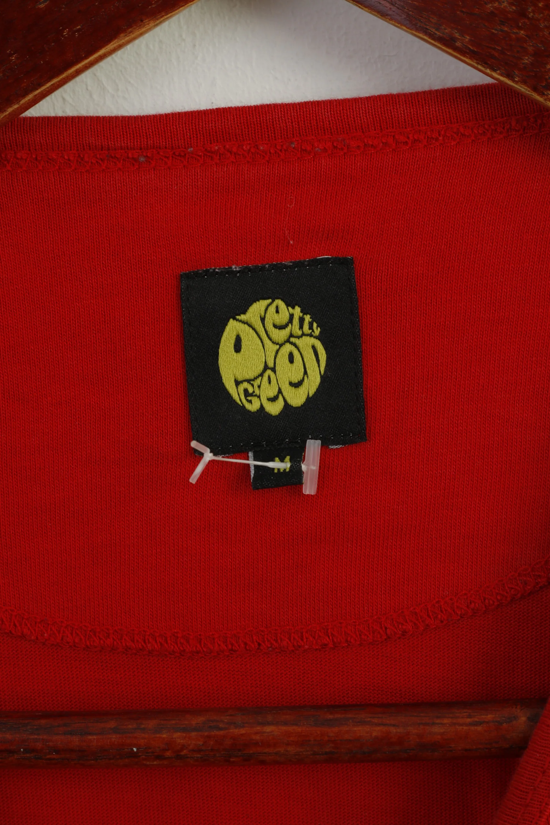 Pretty Green Men M Shirt Red Cotton Graphic Slim Fit Classic Top - Image 3