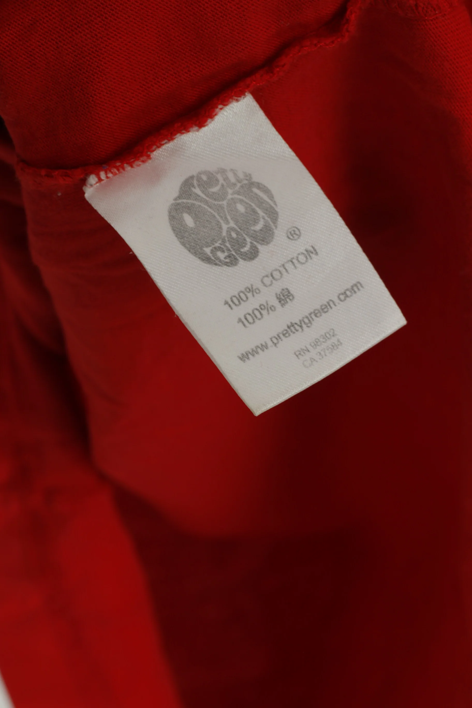 Pretty Green Men M Shirt Red Cotton Graphic Slim Fit Classic Top - Image 4