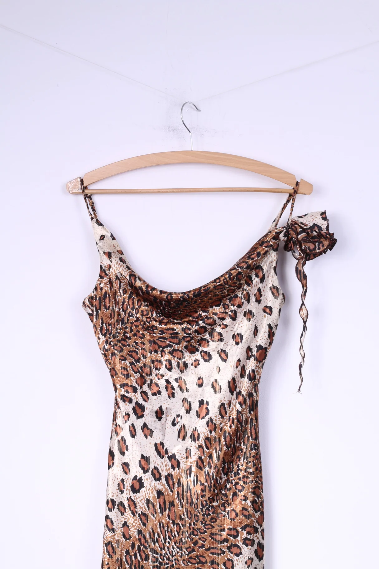Pretty Women Womens 36 S Spaghetti Straps Dress Animal Print Brown - Image 2