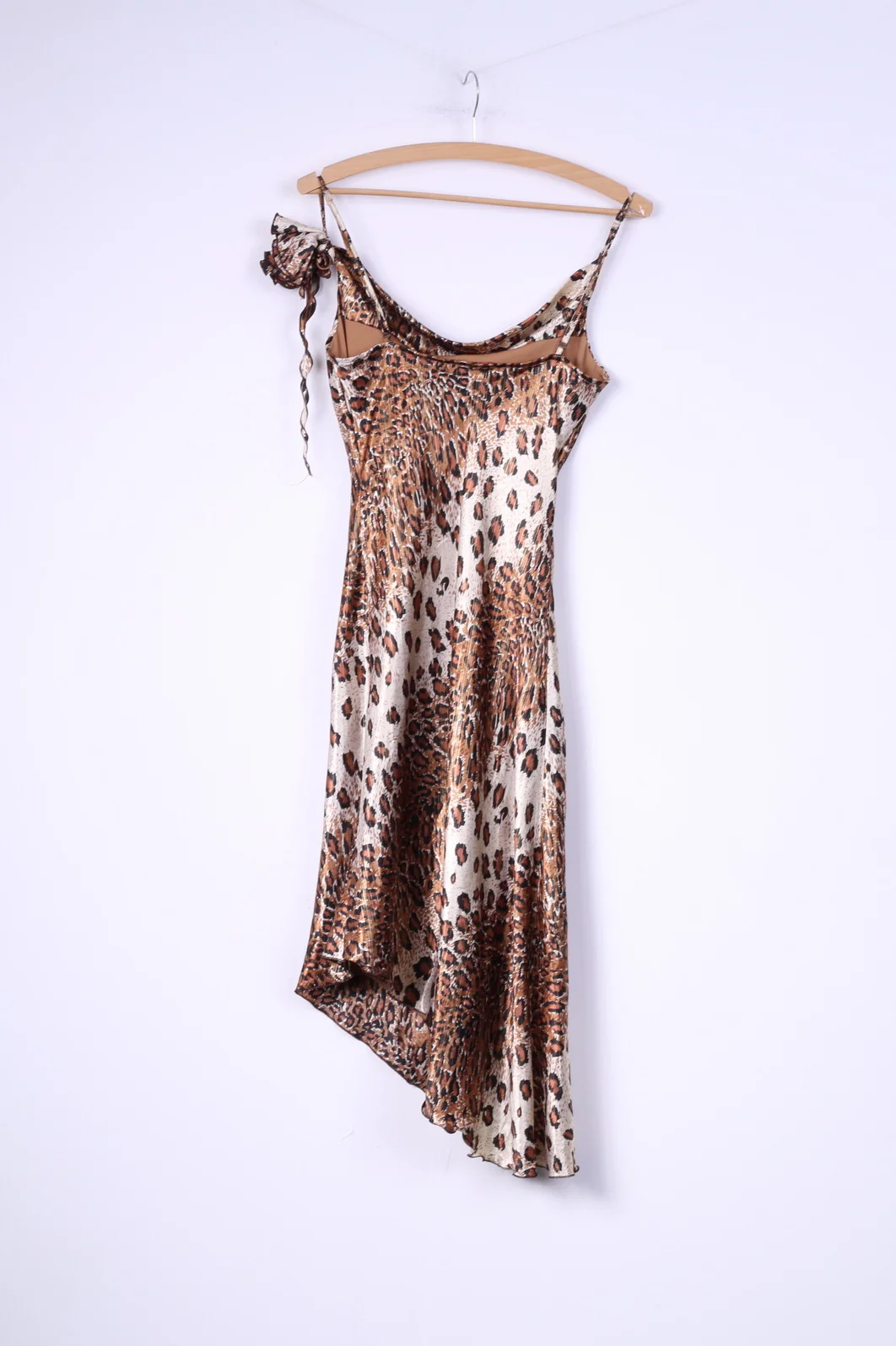 Pretty Women Womens 36 S Spaghetti Straps Dress Animal Print Brown - Image 4