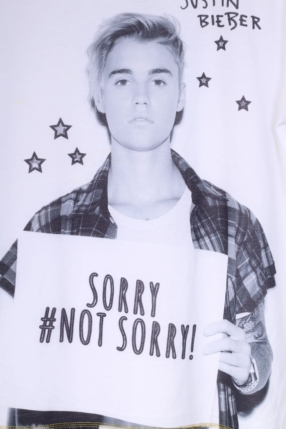 Primark Justin Bieber Womens 14-16 42-44 XL T-Shirt Graphic Cotton White Top - Image 3