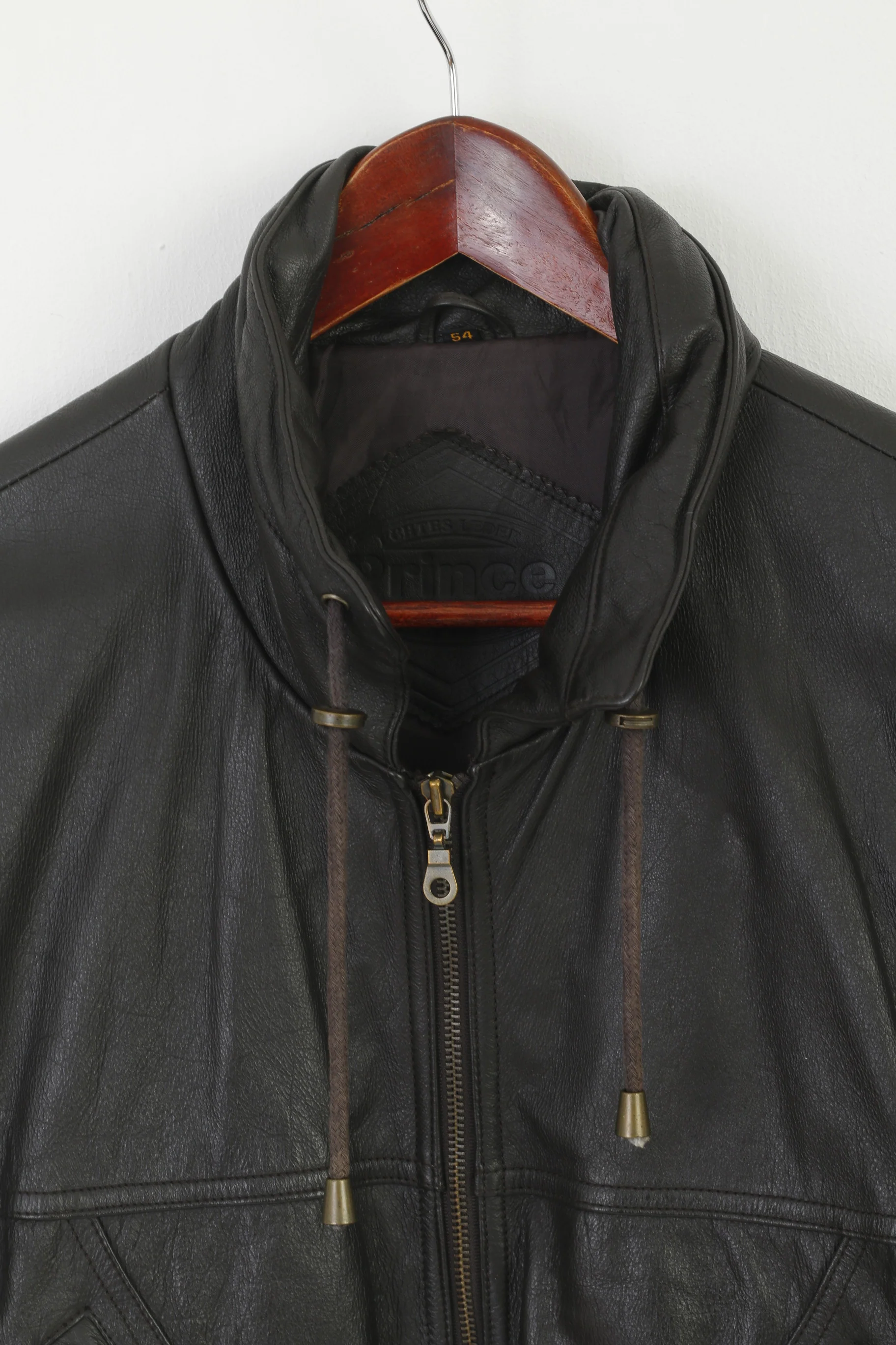 Prince Men 54 L Leather Vest Dark Brown Vintage Full Zipper Biker Soft Waistcoat - Image 2