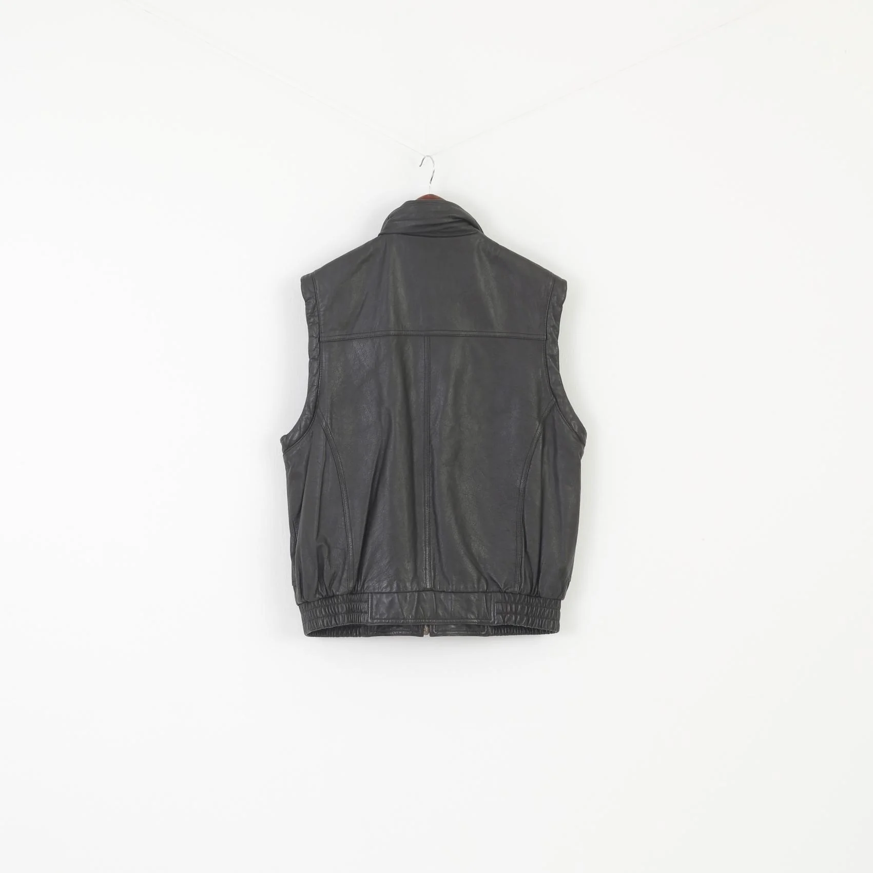 Prince Men 54 L Leather Vest Dark Brown Vintage Full Zipper Biker Soft Waistcoat - Image 6