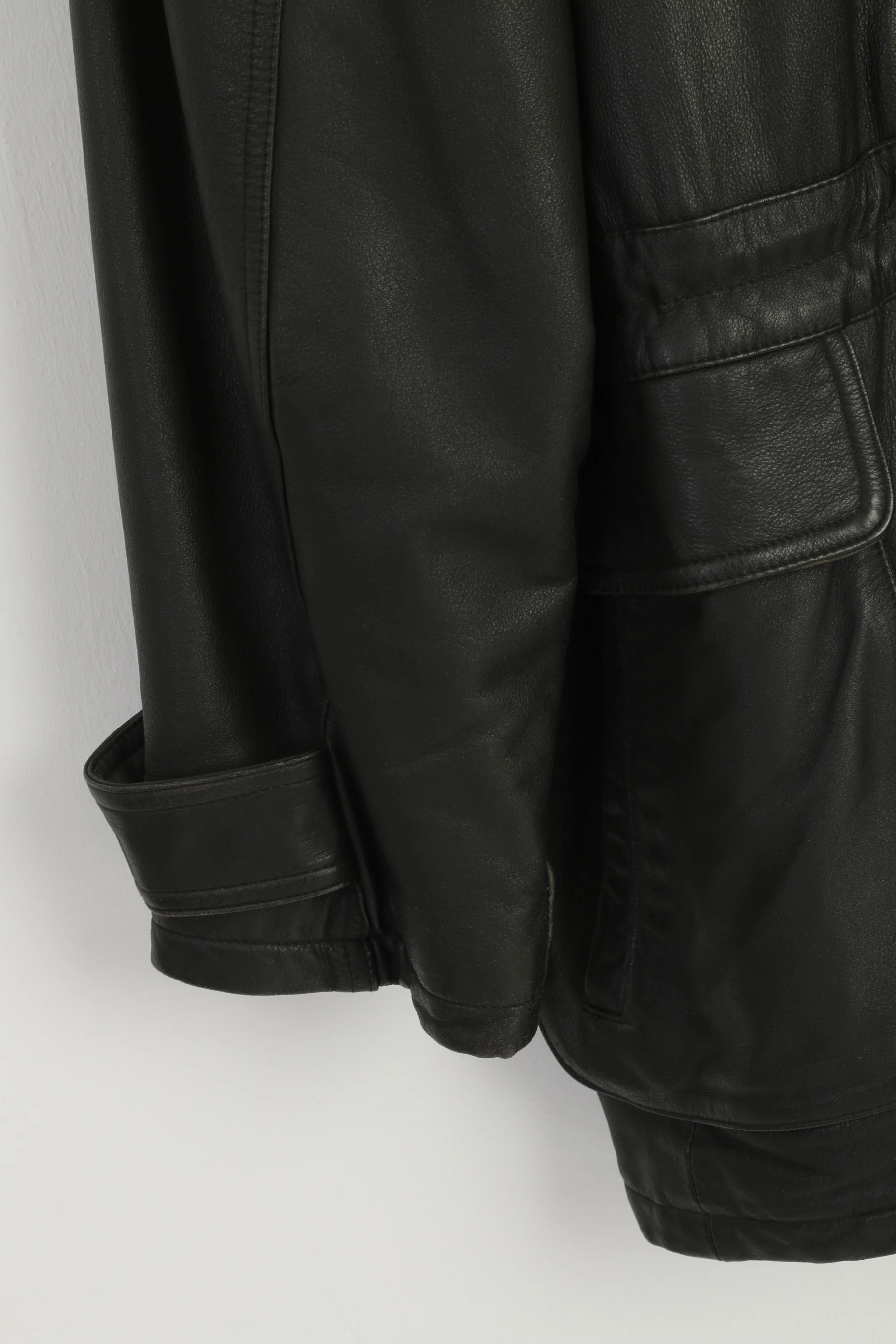 Prince Men 56 XL Leather Jacket Vintage Brown Long Shoulder Pads Classic Heavy Top - Image 4