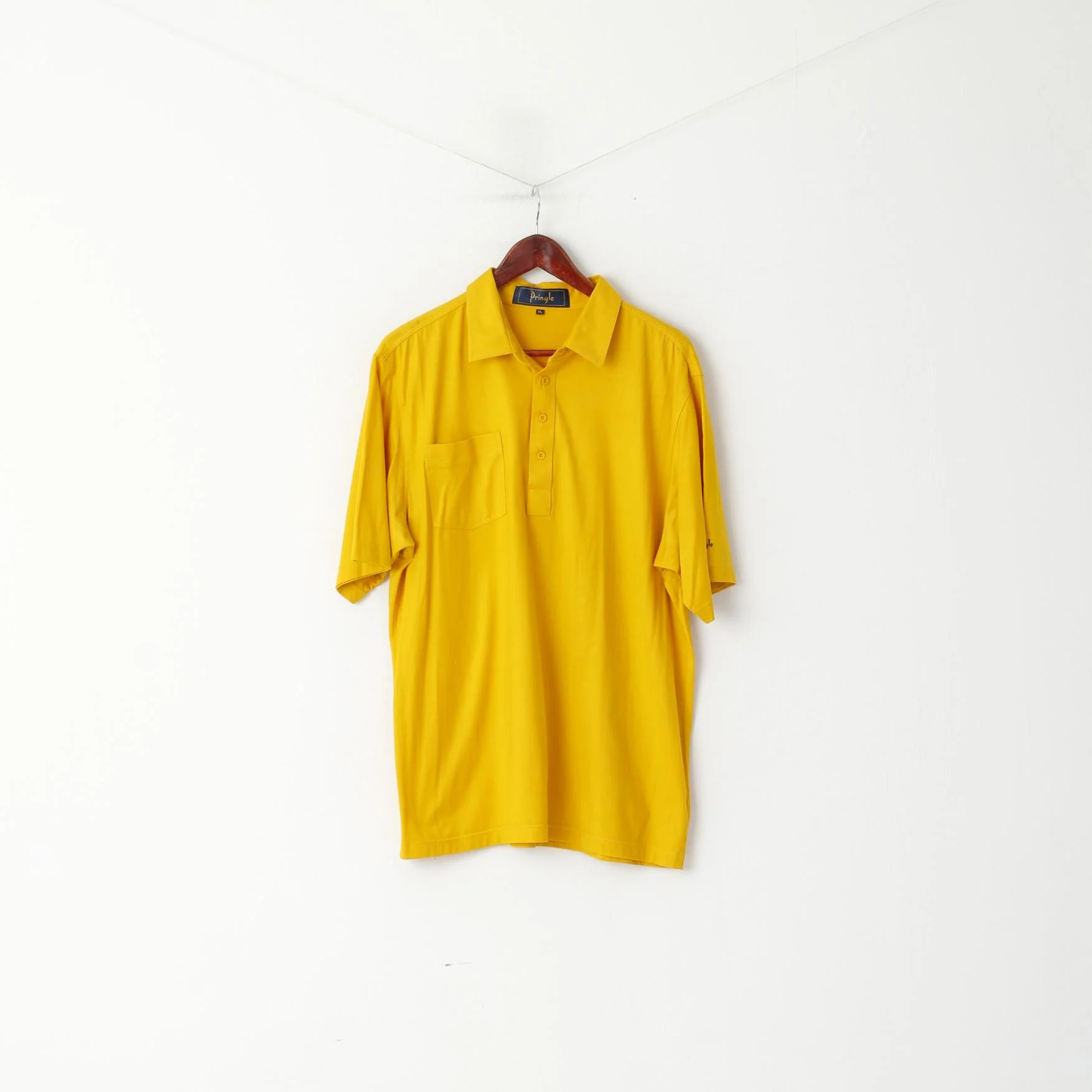Pringle Mens XL Polo Shirt Buttons Detailed Mustard Cotton Top