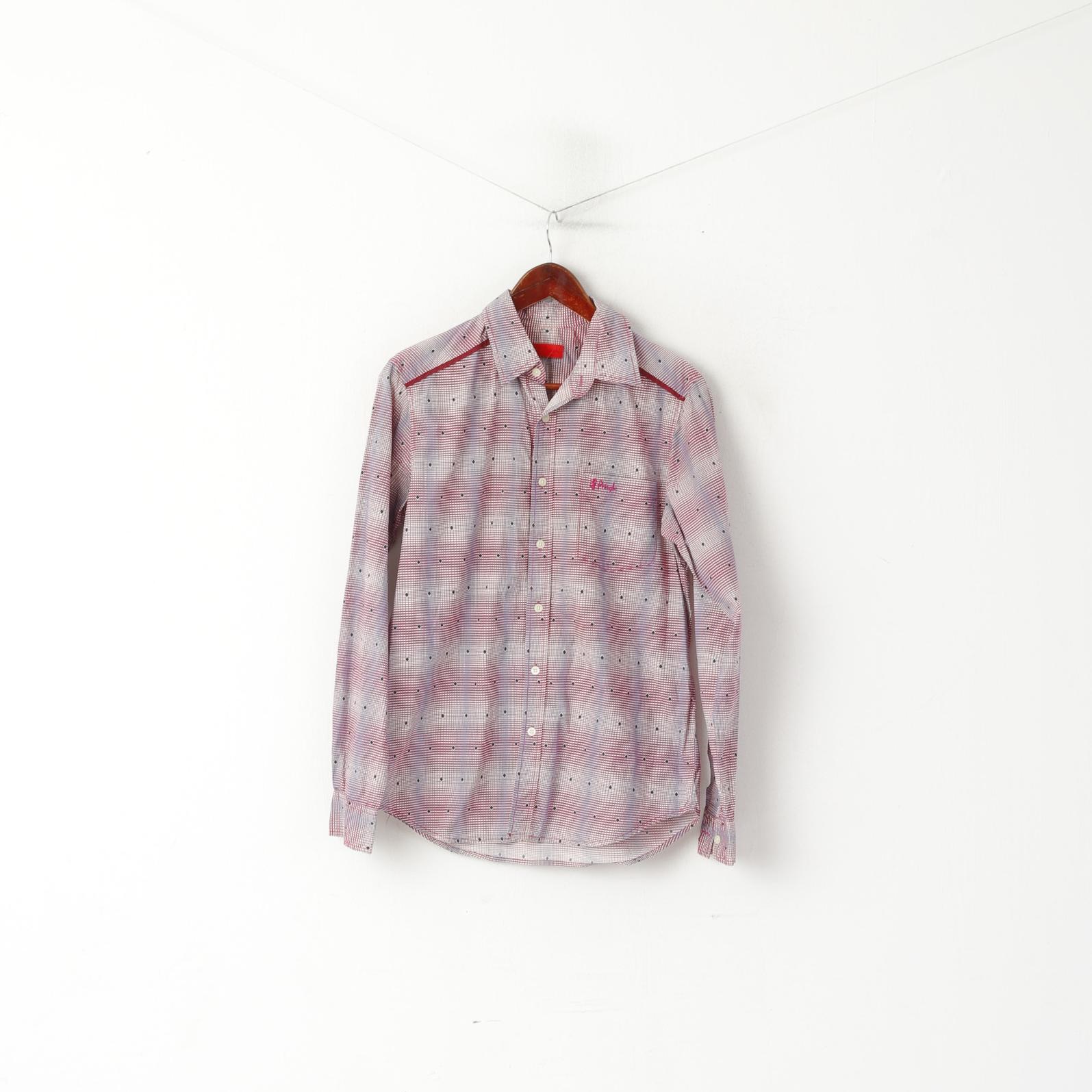 Pringle Of Scotland Men 15 38 S Casual Shirt Purple Check Cotton Detailed Buttons Long Sleeve - Image 2