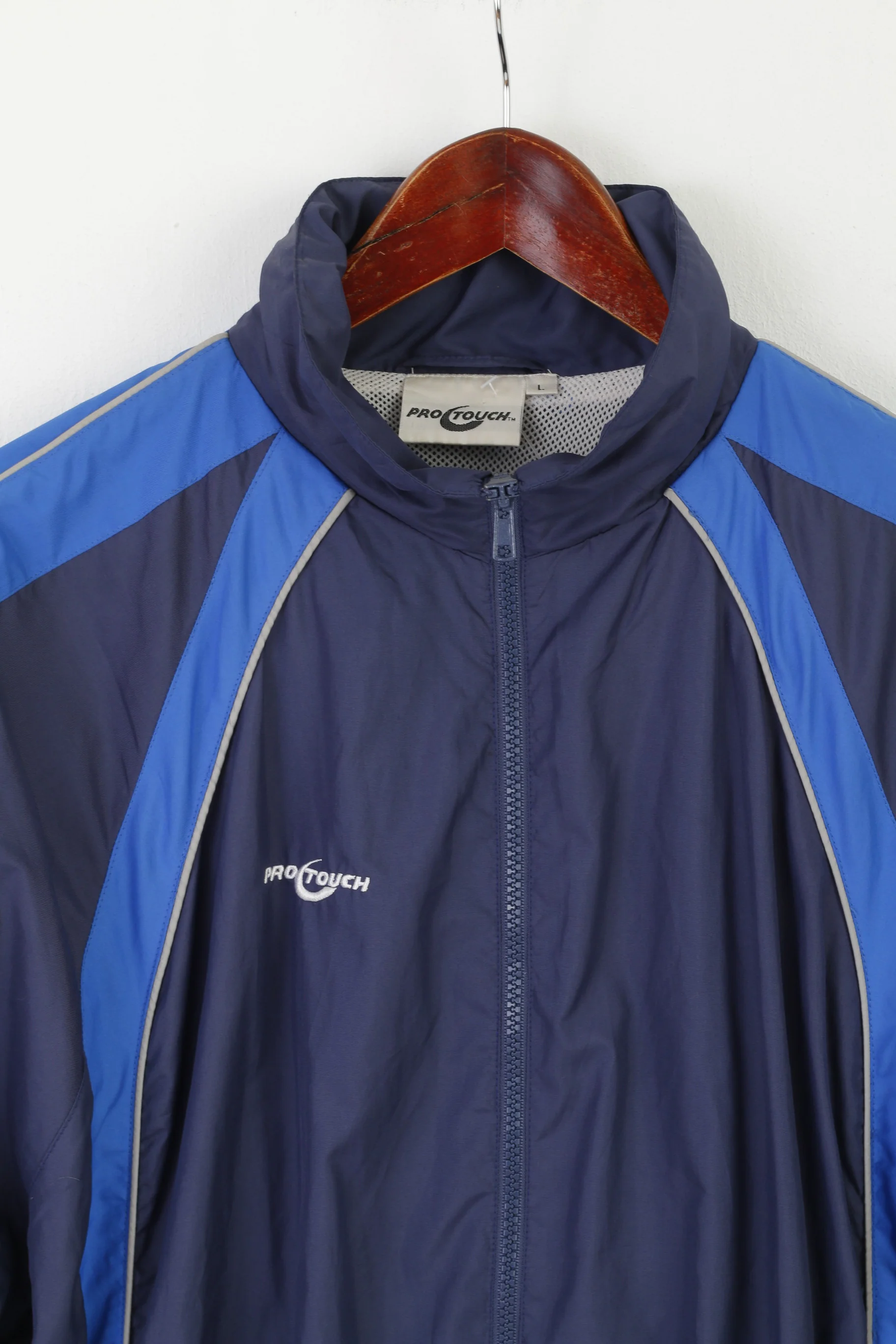 Pro Touch Men L Jacket Navy Vintage Lightweight Zip Up Sportswear Top - Image 2