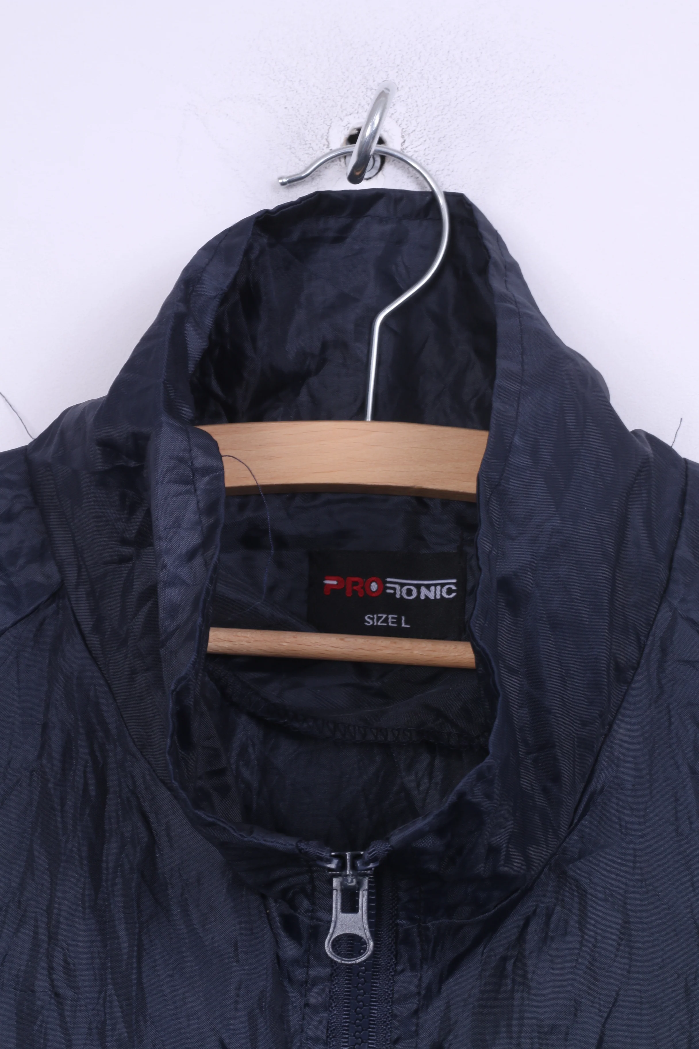 Protonic Mens L Jacket Navy Hooded Full Zipper Vintage - Image 2