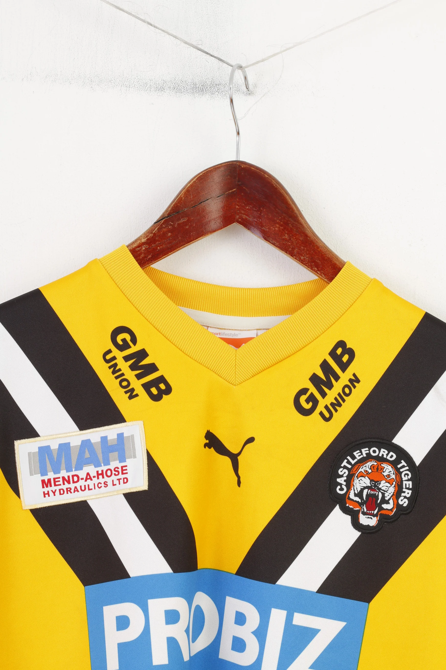 Puma Castleford Tigers Boys 164 14 Age Shirt Sportswear GMB Union Yellow Top - Image 2
