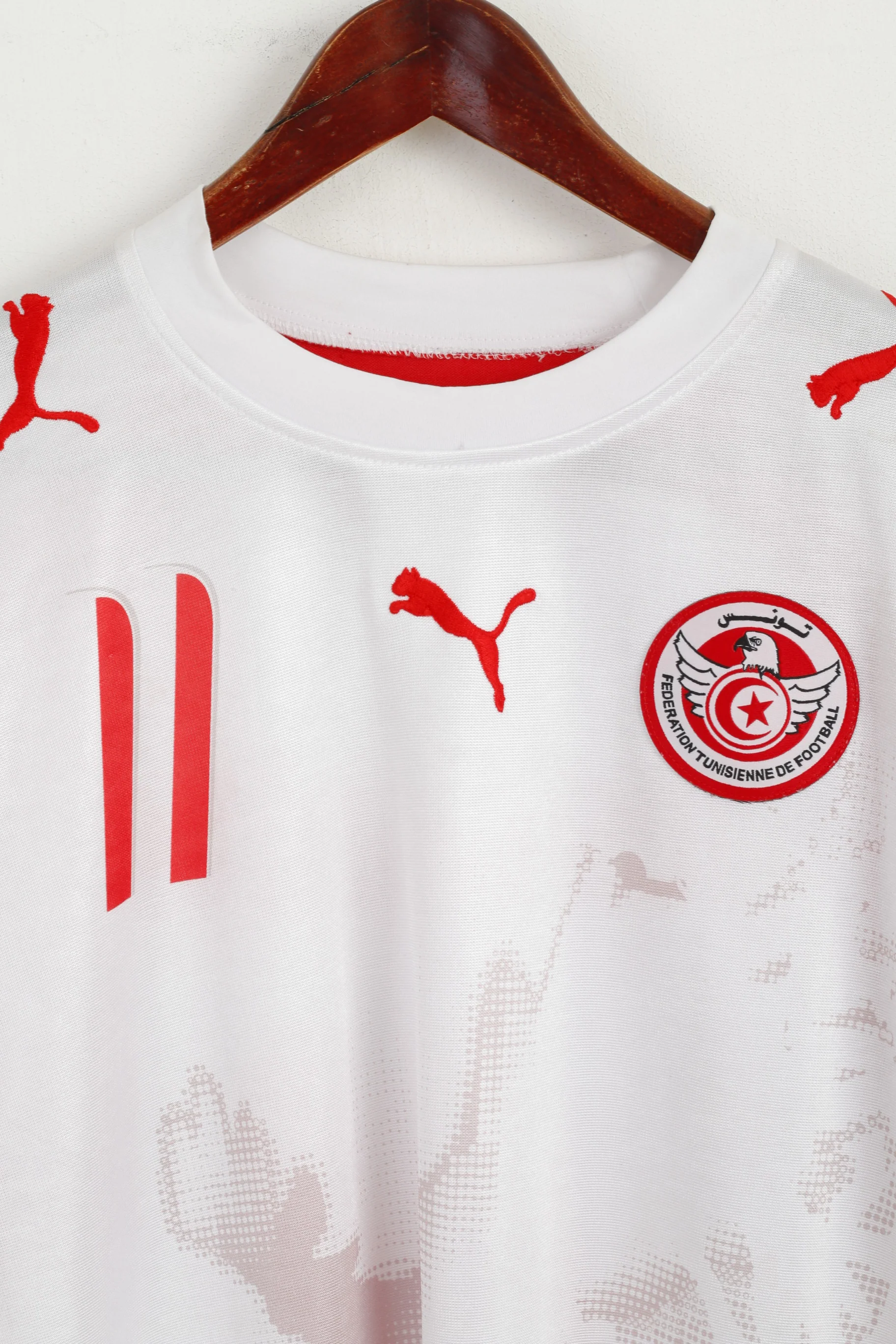 Puma Federation Tunisienne Men XXL Shirt White Football Dos Santos #11 Jersey - Image 3