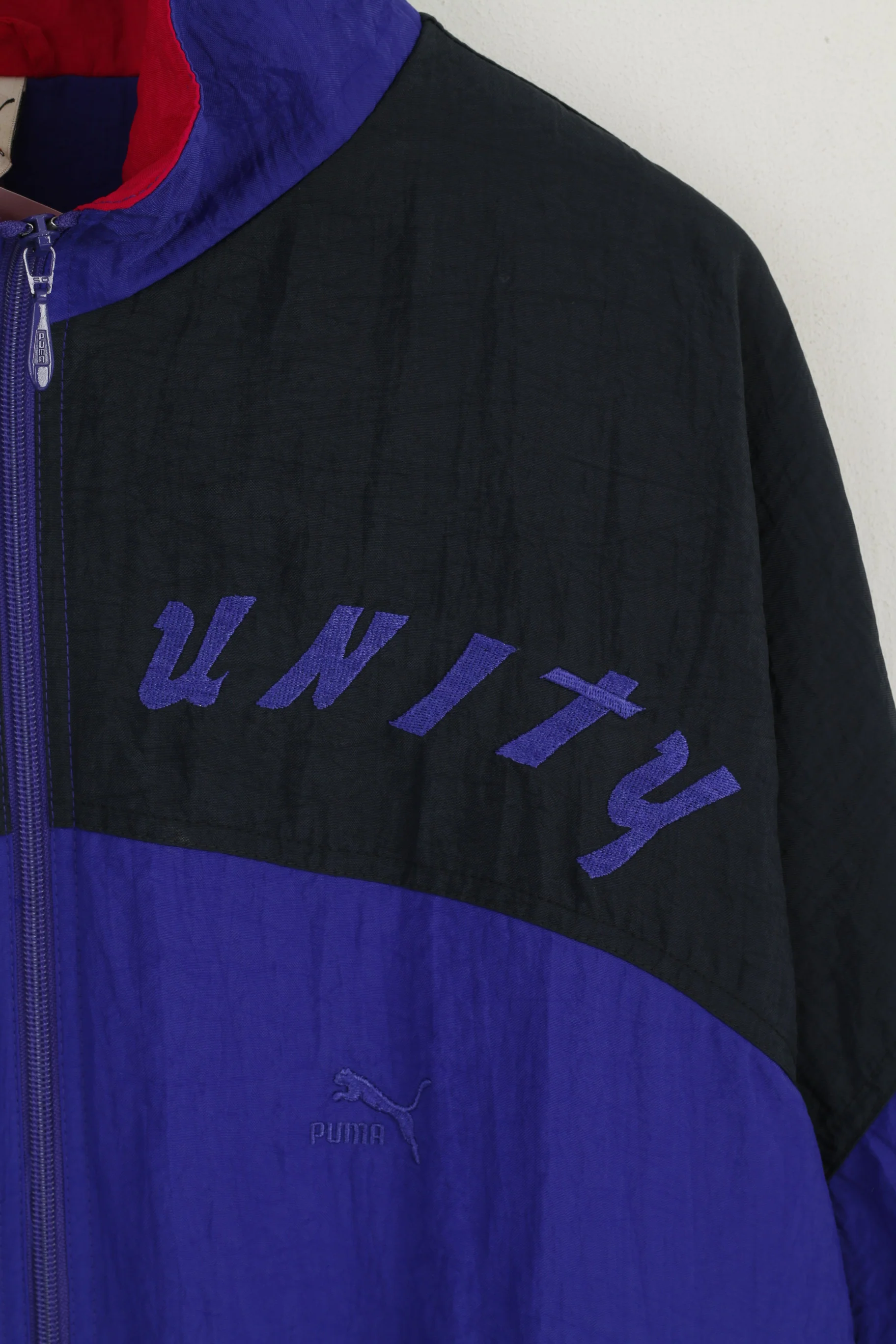 Puma Men 46 XXL Tracksuit Vintage Purple Shiny Sports Unity Nylon Oldschool Set - Image 3
