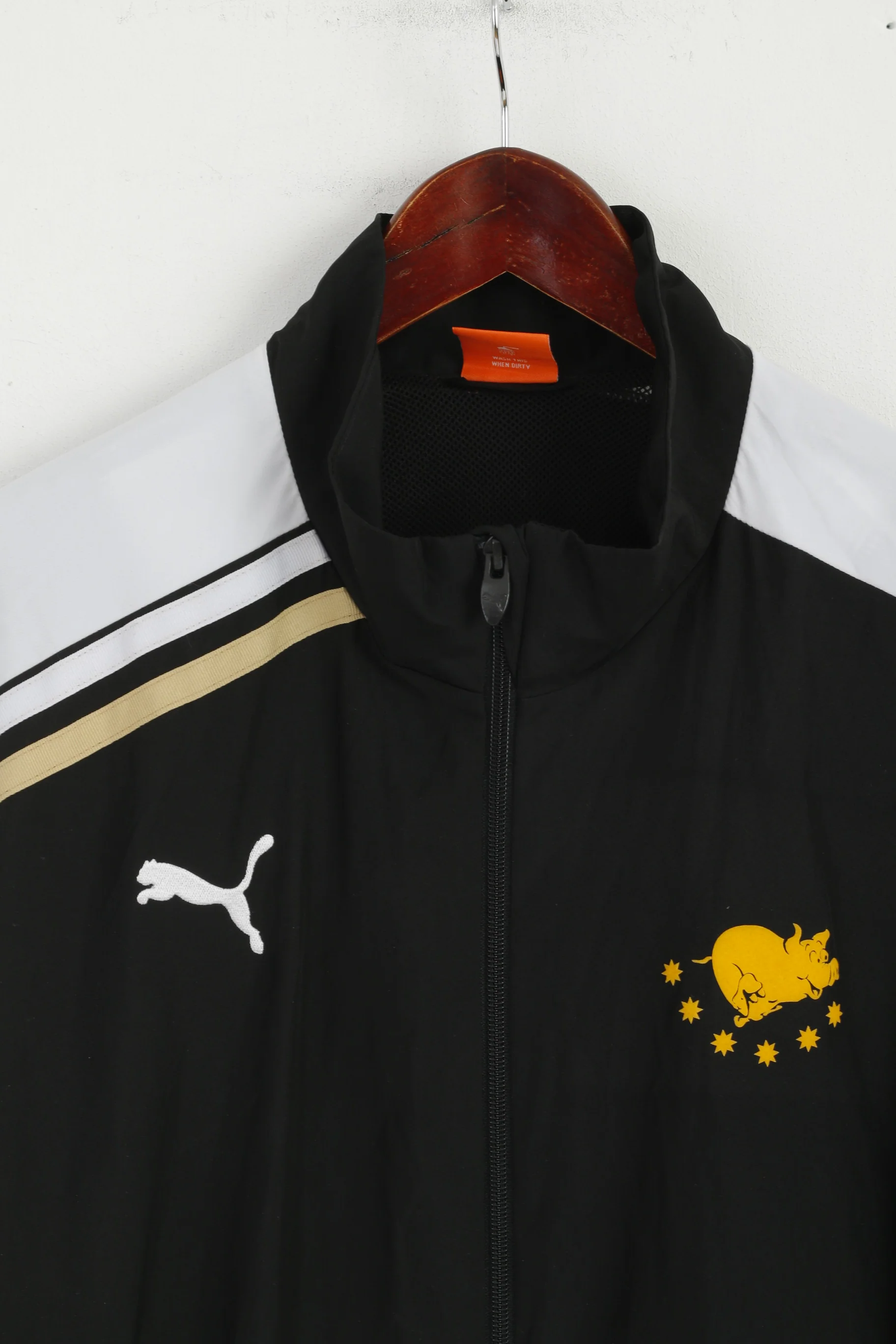 Puma Men L Jacket Black White Activewear Full Zipper Sport Lifestyle Mesh Lined Top - Image 3