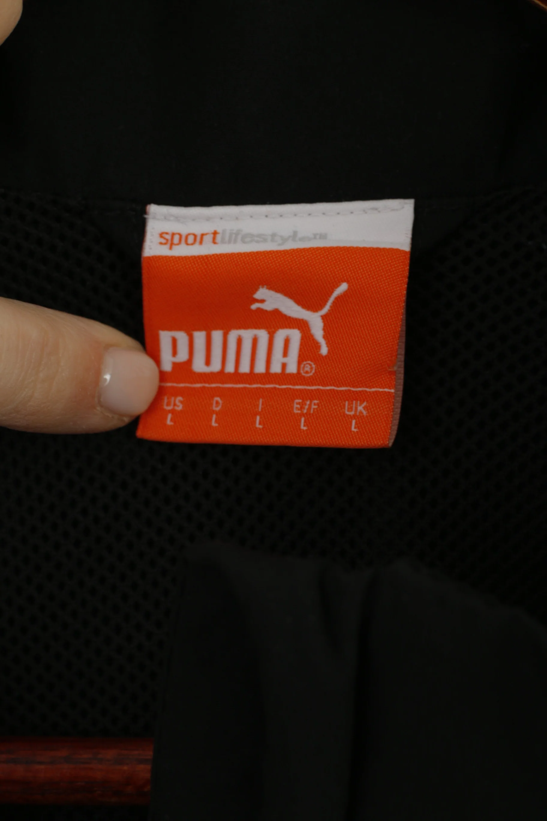 Puma Men L Jacket Black White Activewear Full Zipper Sport Lifestyle Mesh Lined Top - Image 5