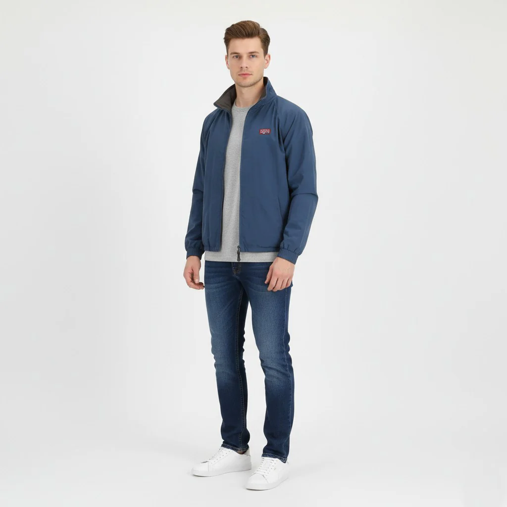 Puma Men L Jacket Blue Nylon Perform 360 Full Zipper Vintage Casual Top