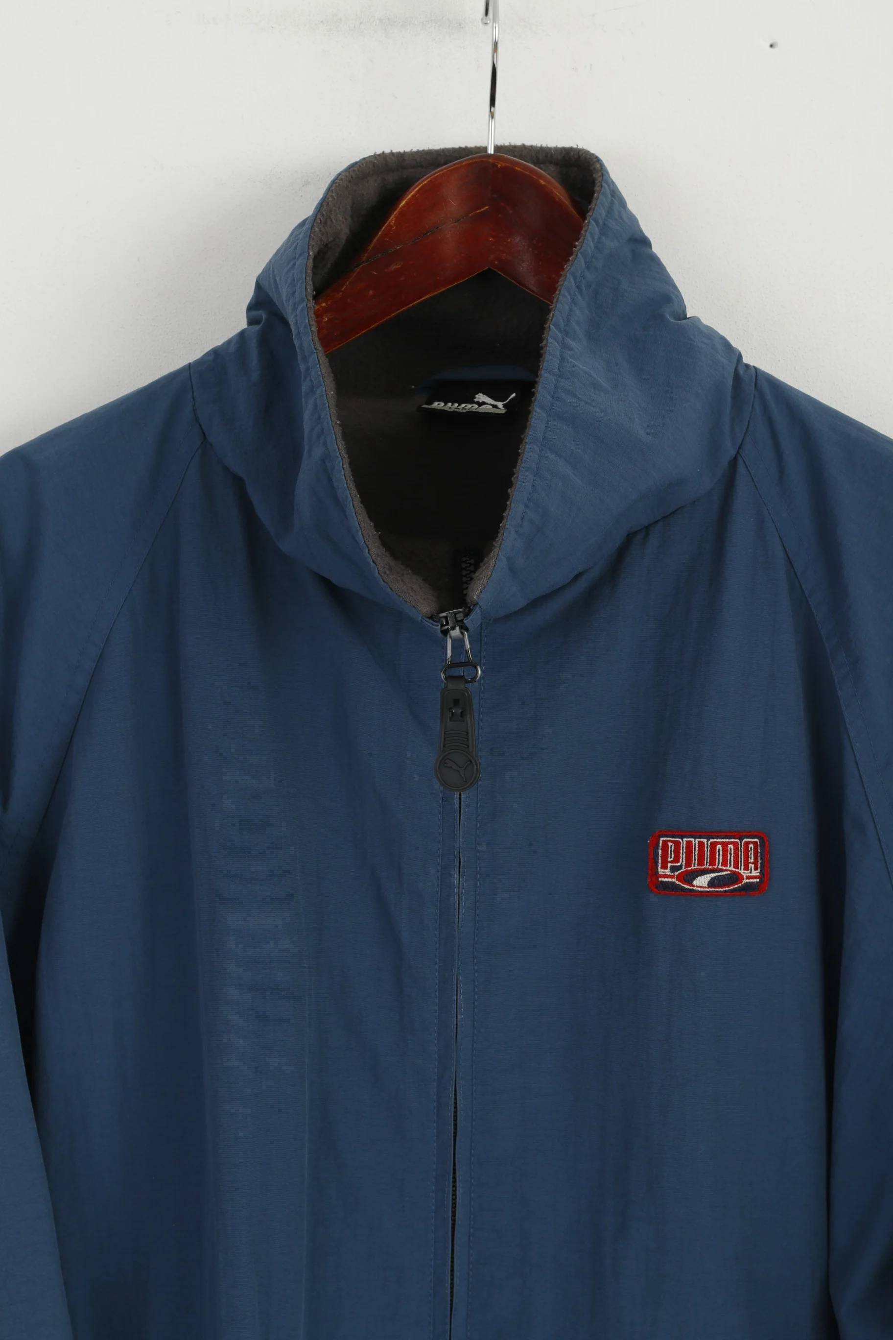 Puma Men L Jacket Blue Nylon Perform 360 Full Zipper Vintage Casual Top - Image 3