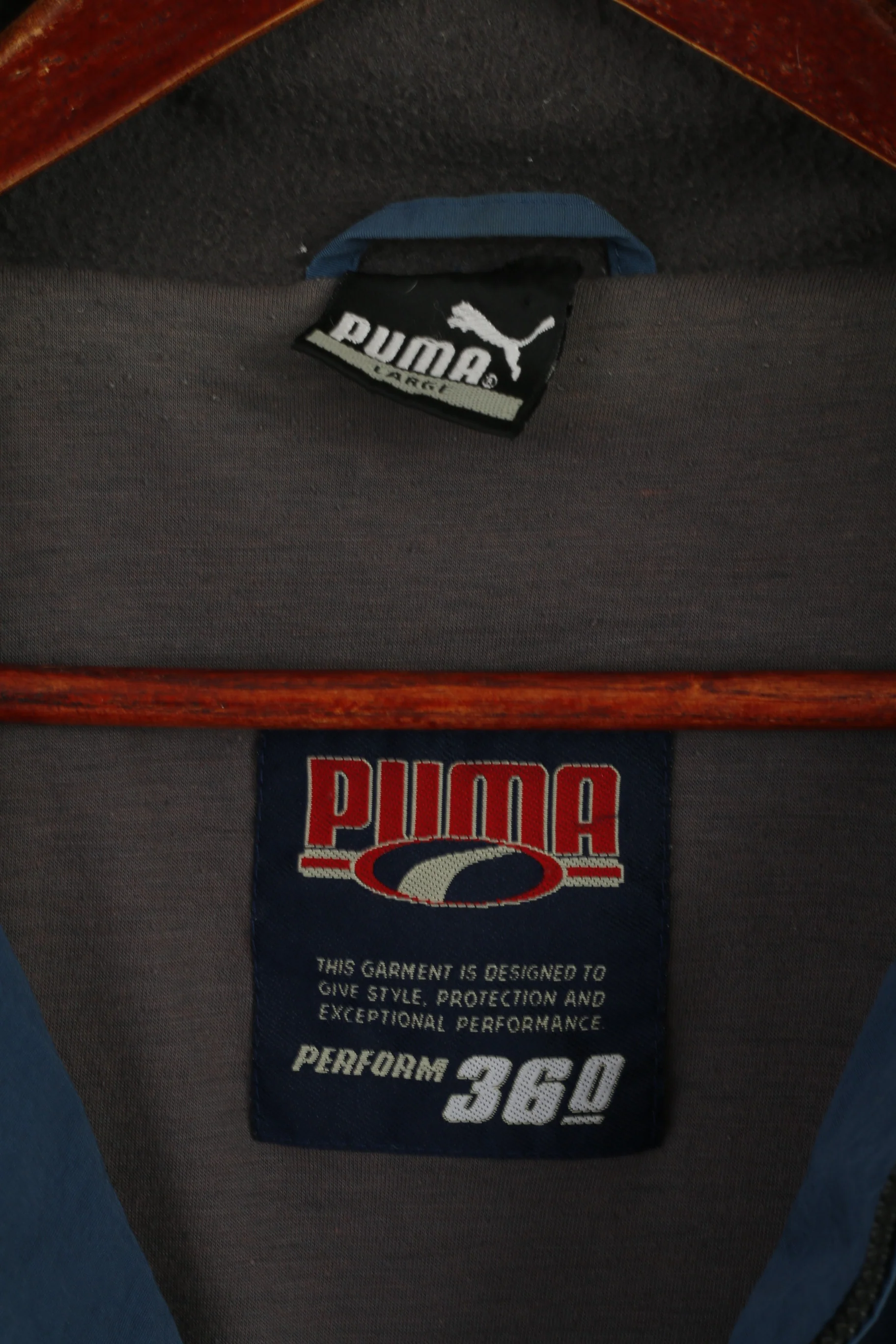 Puma Men L Jacket Blue Nylon Perform 360 Full Zipper Vintage Casual Top - Image 6