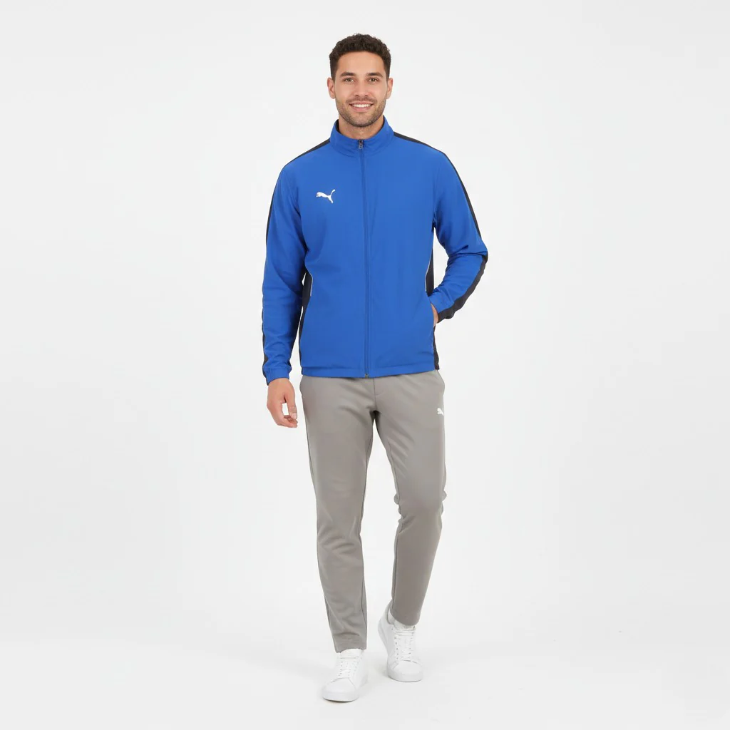 Puma Men L Jacket Blue Zip Up Lightweight Mesh Lined Sport Training Sportswear Top