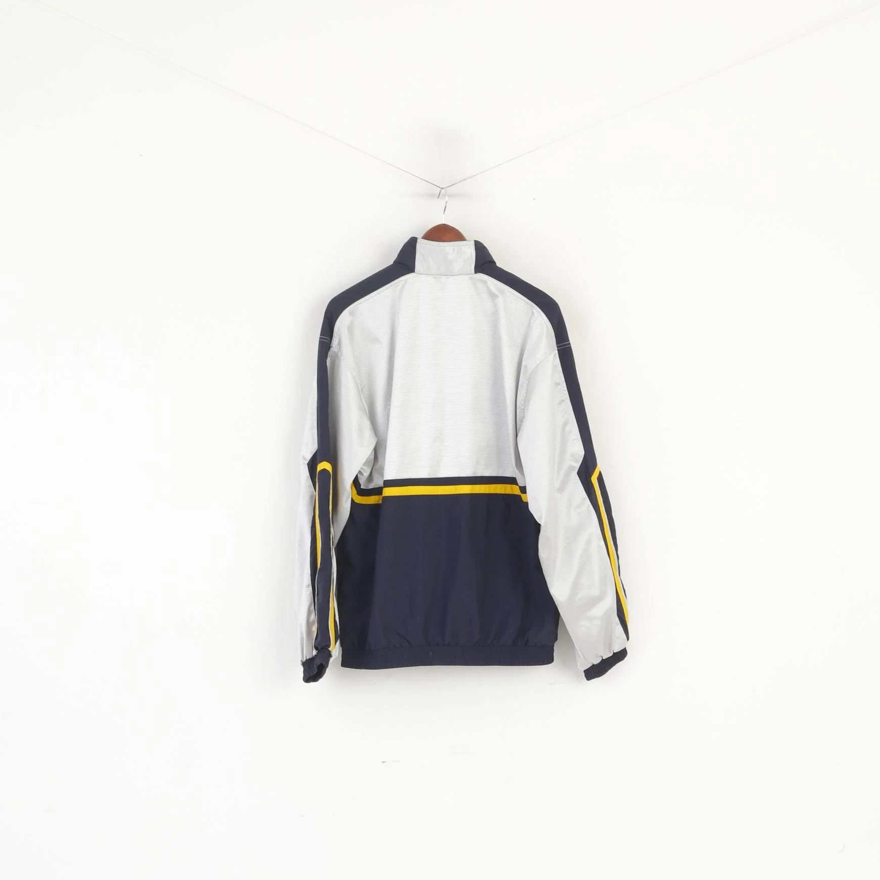 Puma Men M Bomber Jacket Navy Silver Vintage Full Zip Nylon Track Top - Image 7