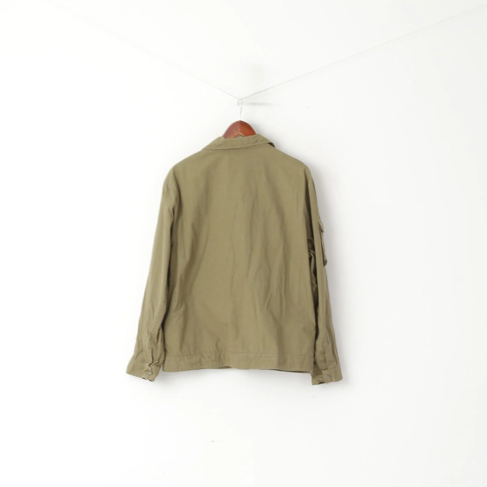 Puma Men M Jacket Khaki Cotton Lightweight Military Full Zipper Casual Top - Image 8