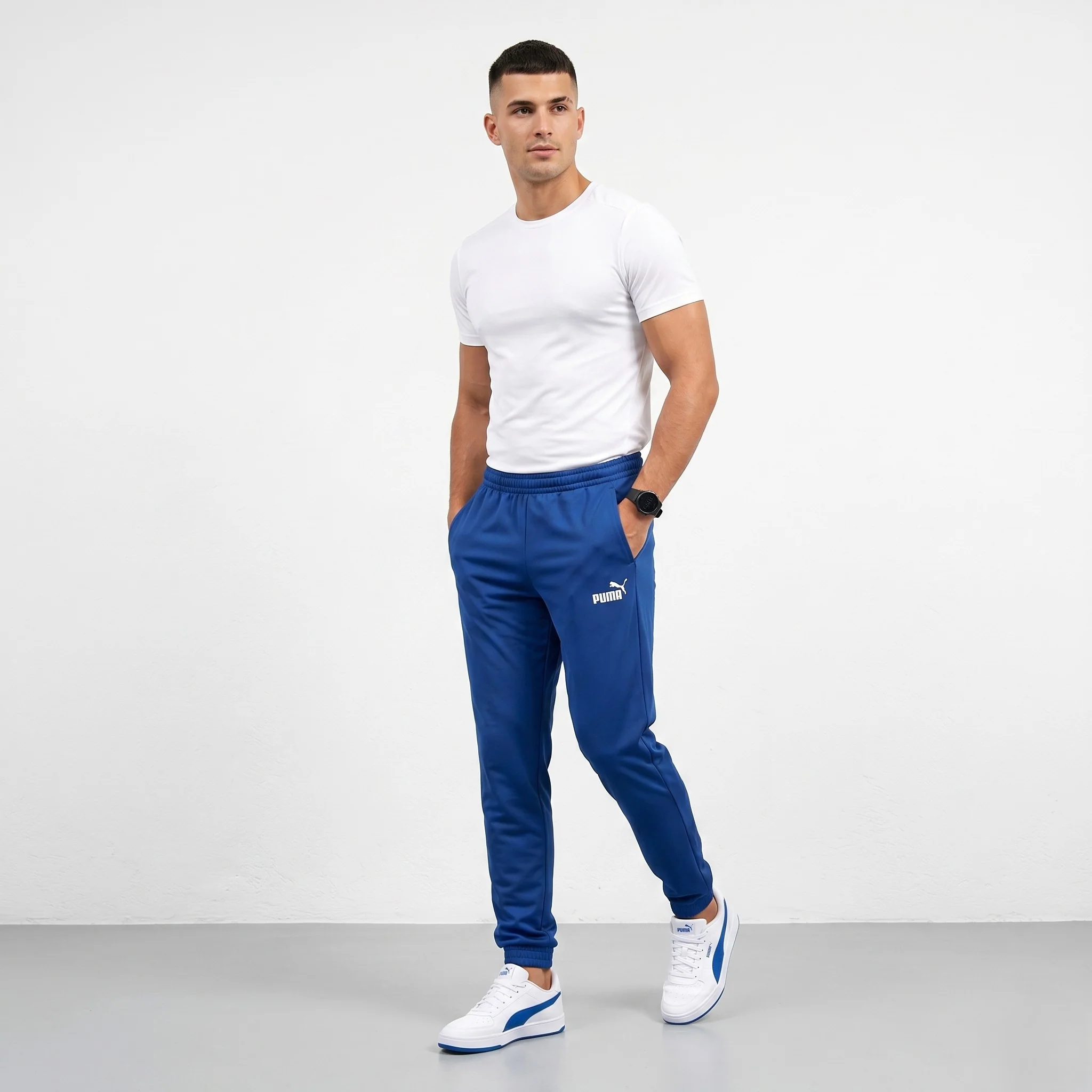 Puma Men M Sweatpants Navy Shiny Retro Activewear Training Vintage Trousers