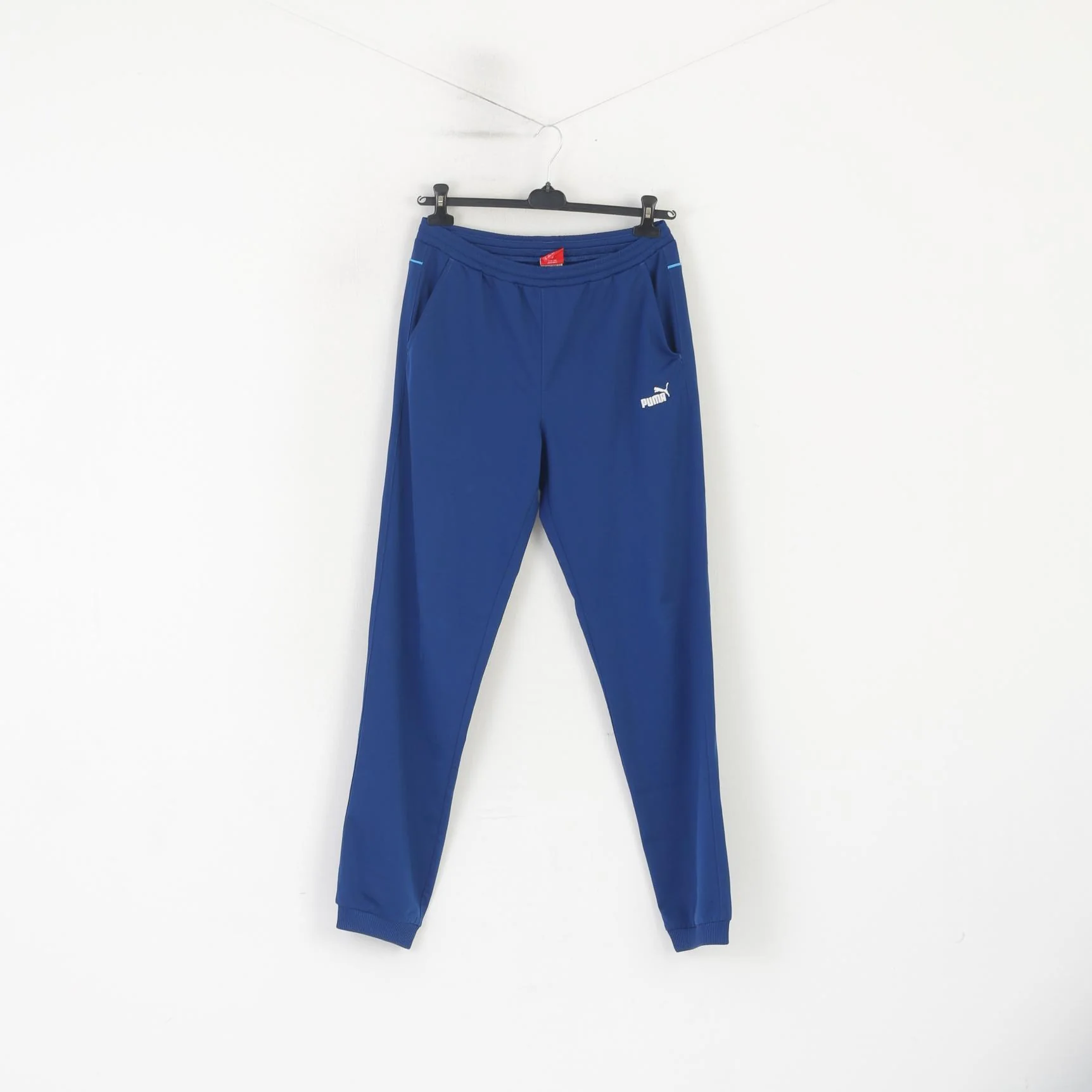 Puma Men M Sweatpants Navy Shiny Retro Activewear Training Vintage Trousers - Image 2