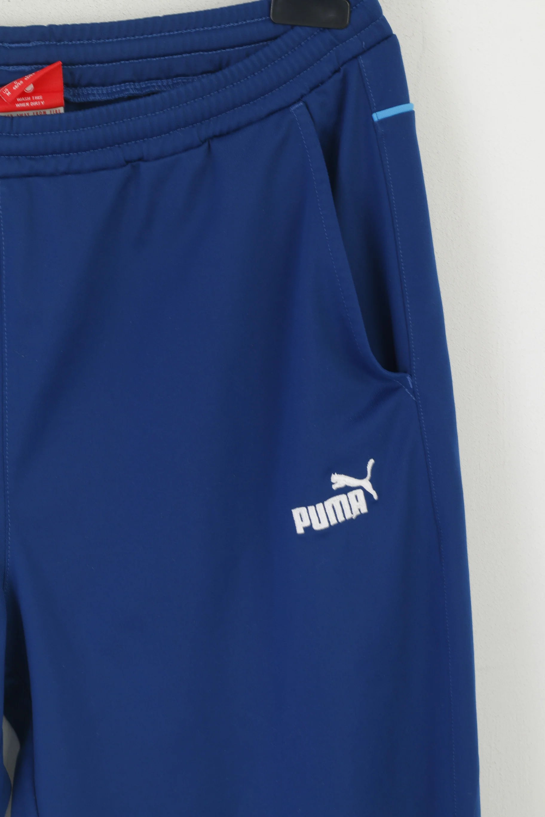 Puma Men M Sweatpants Navy Shiny Retro Activewear Training Vintage Trousers - Image 3